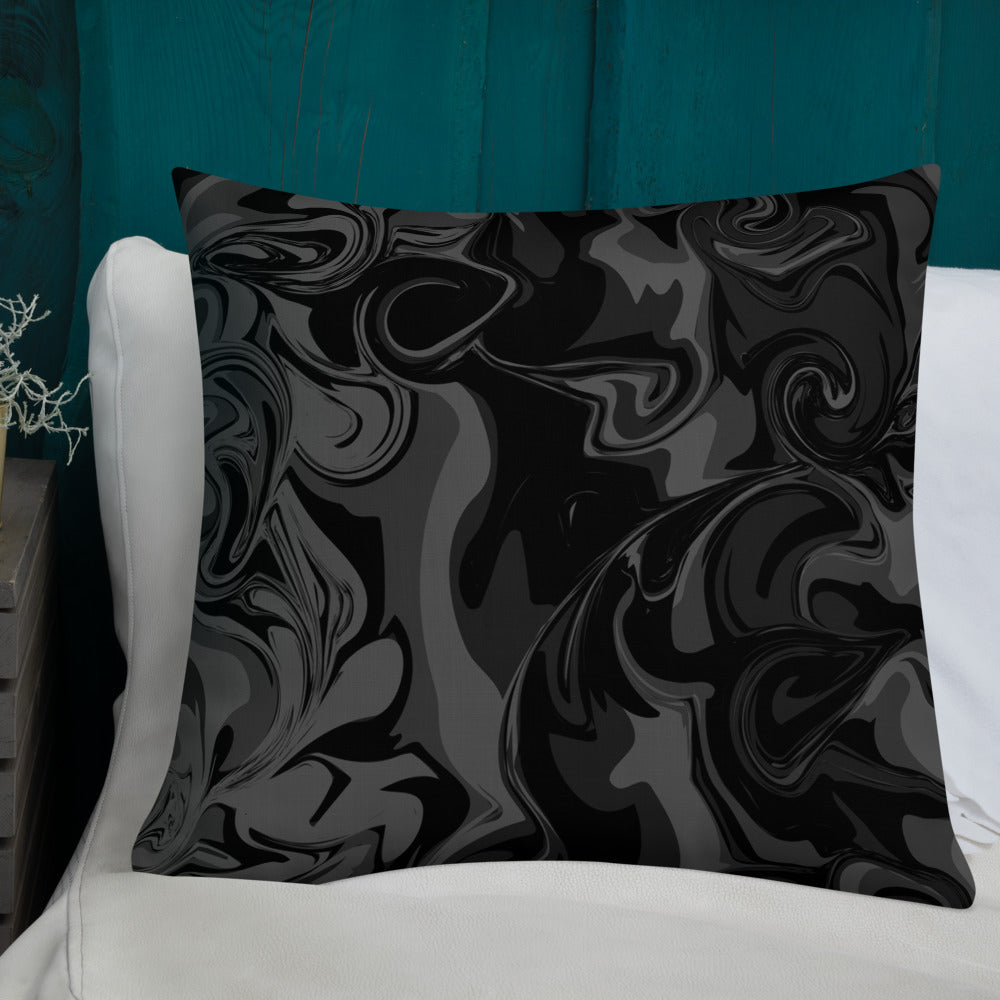 Midnight Marble Print Premium Throw Pillow