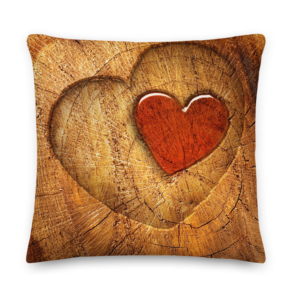 Love Personalised Premium Throw Pillow - Wood grain