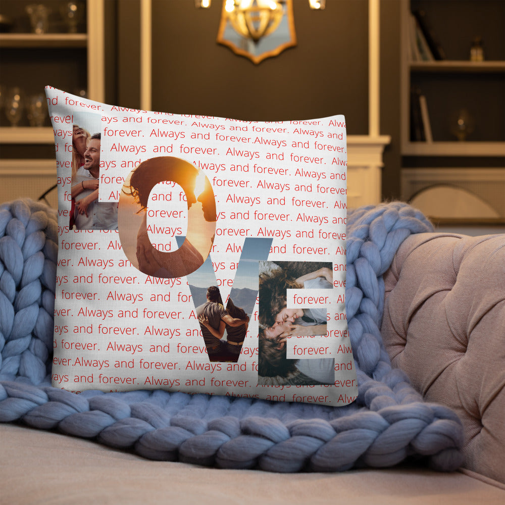 Always and Forever Personalised Premium Throw Pillow - red text