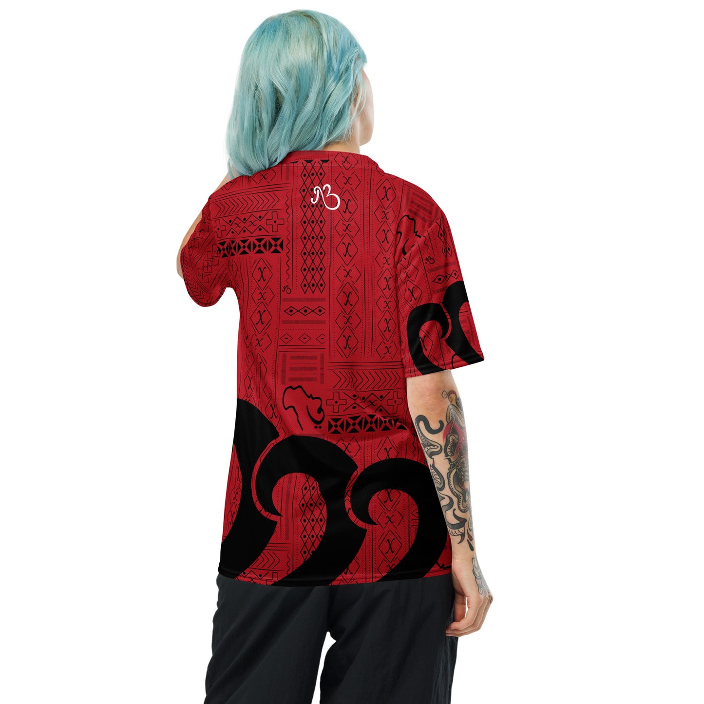 AfriBix Tribal print recycled unisex sports jersey