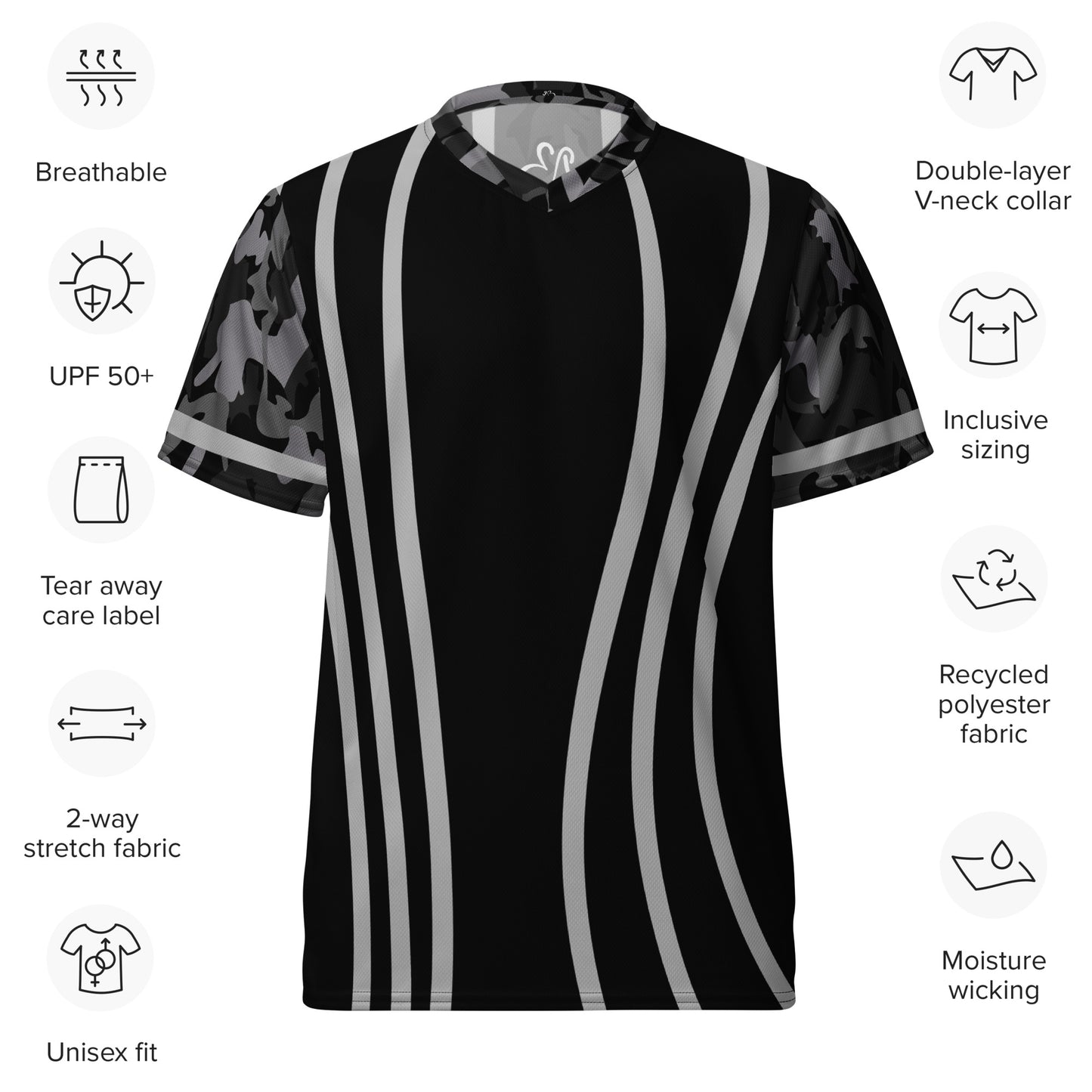 AfriBix Camo Recycled Unisex Sports Jersey - Black