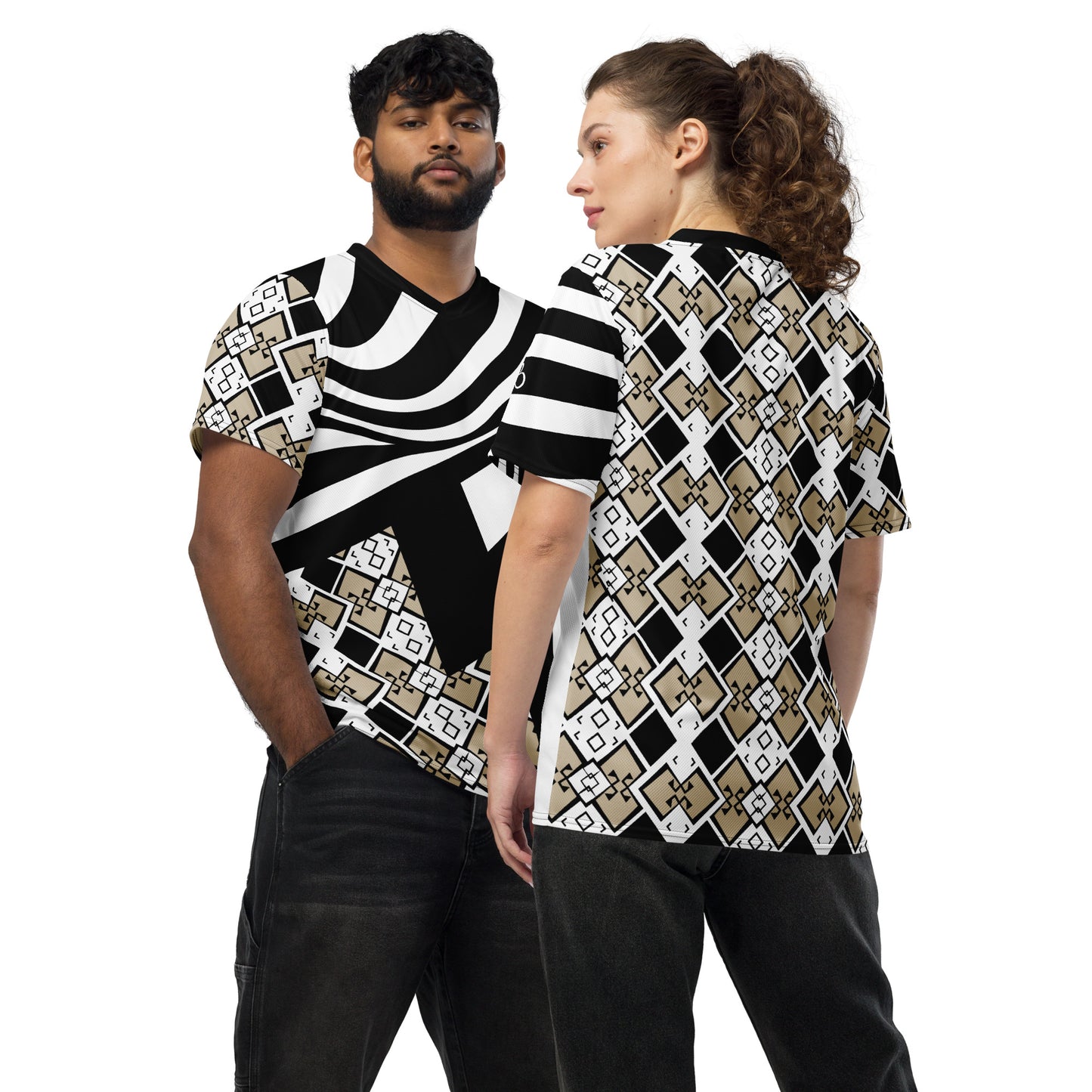 Aztek print recycled unisex sports jersey