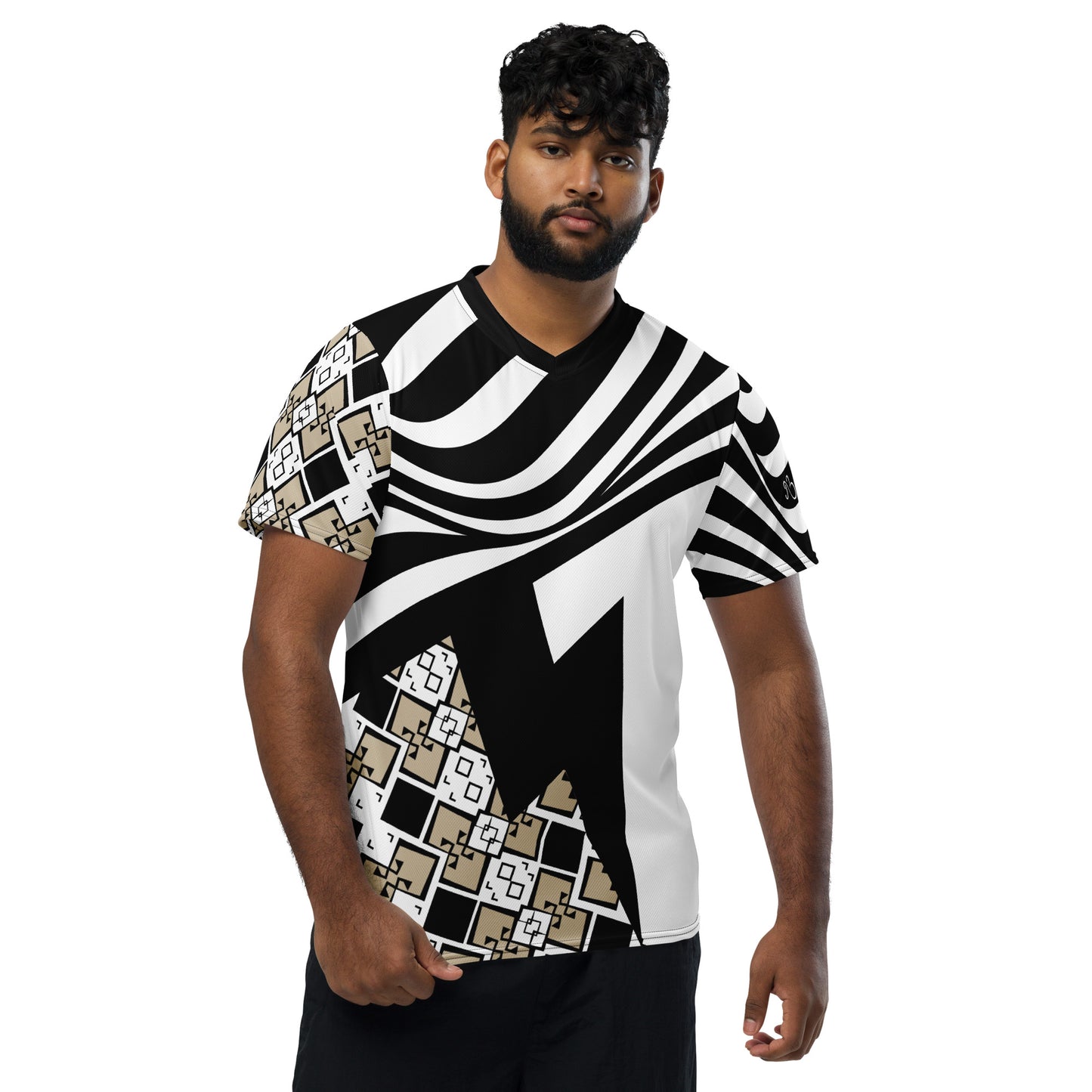 Aztek print recycled unisex sports jersey