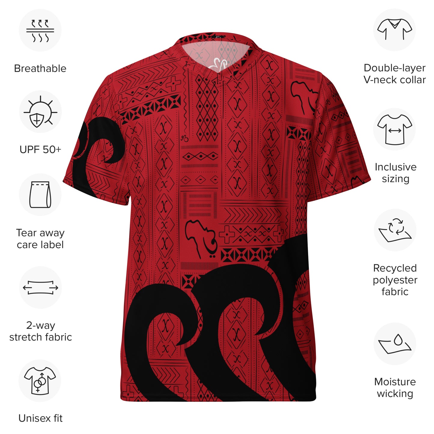 AfriBix Tribal print recycled unisex sports jersey