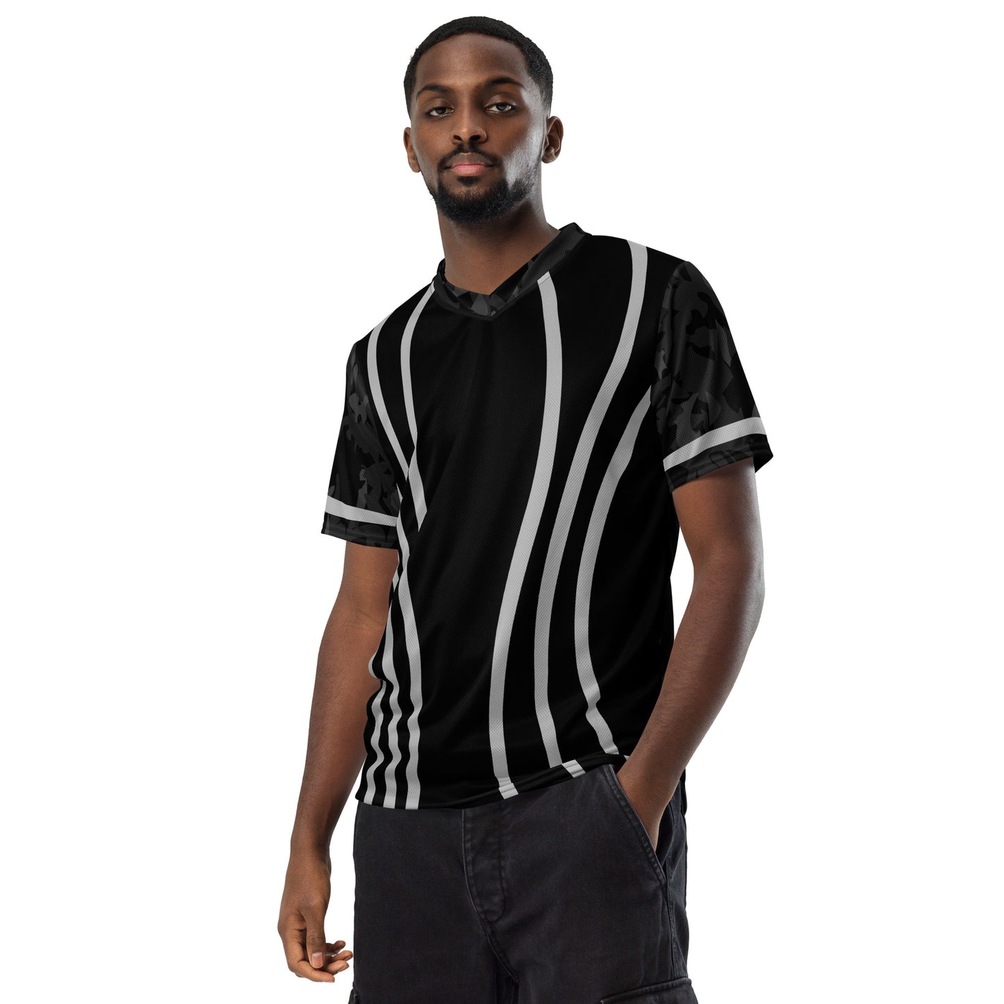 AfriBix Camo Recycled Unisex Sports Jersey - Noir