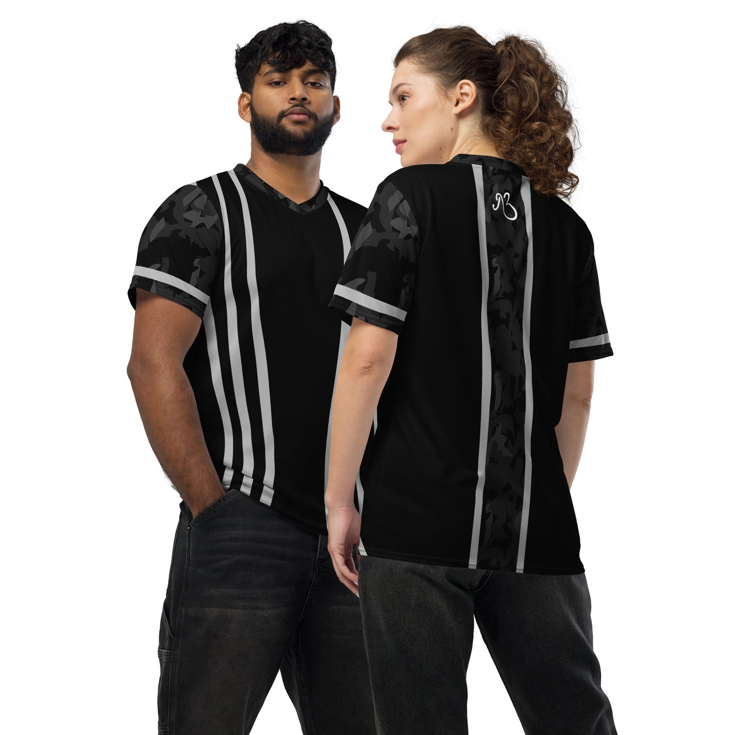 AfriBix Camo Recycled Unisex Sports Jersey - Noir