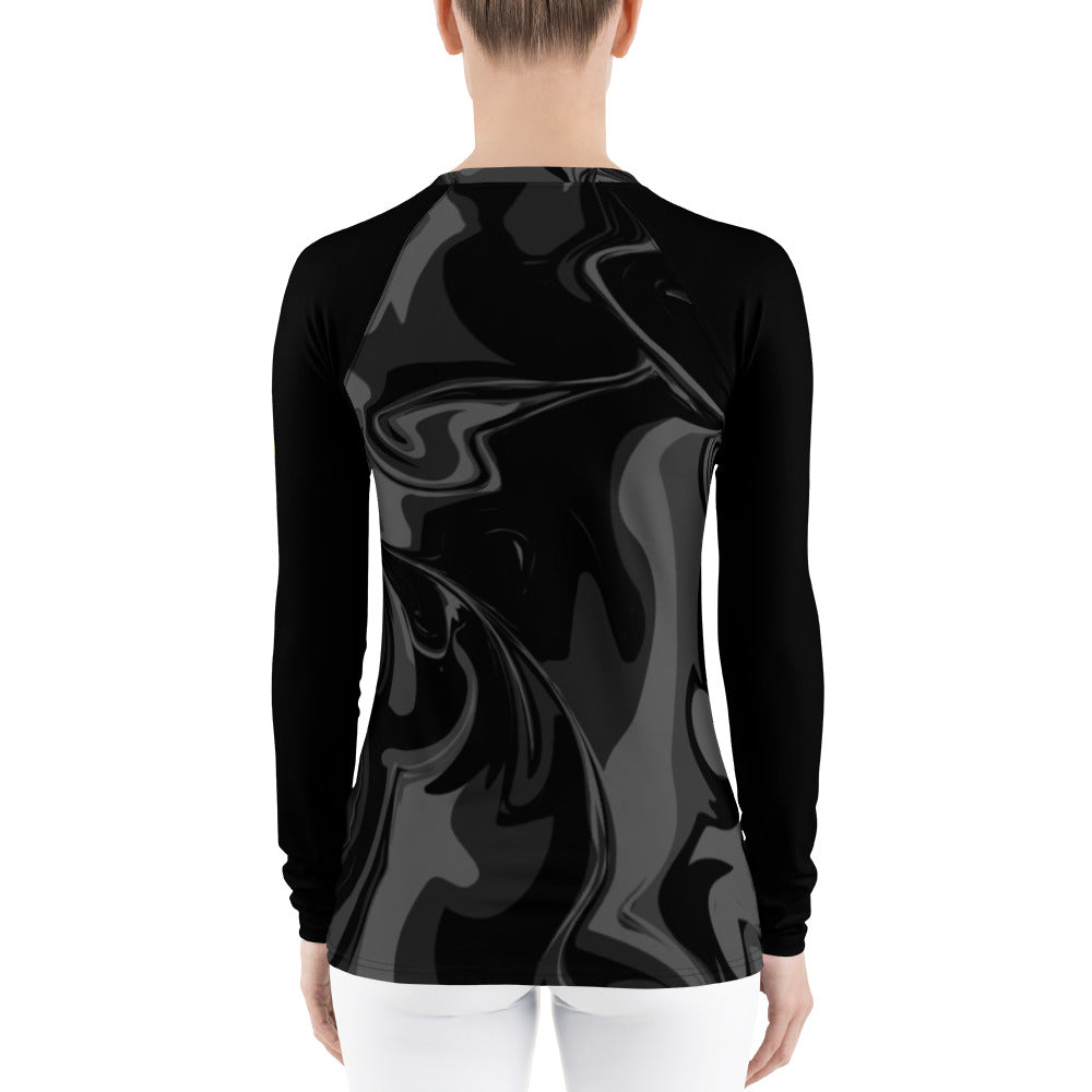 AfriBix Marble Women's Athletic Rash Guard - Black
