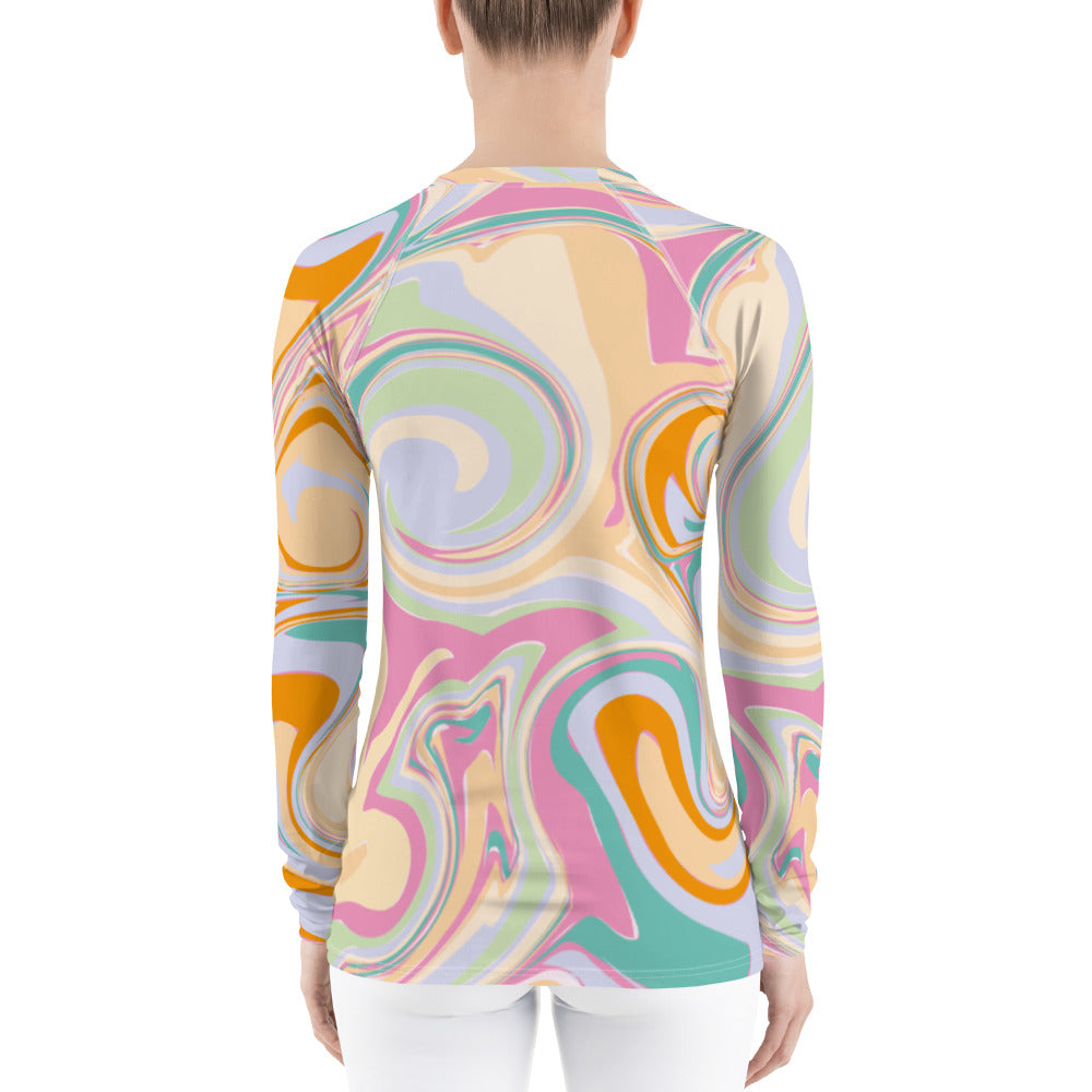 AfriBix Marble Athletic Women's Rash Guard - Candy
