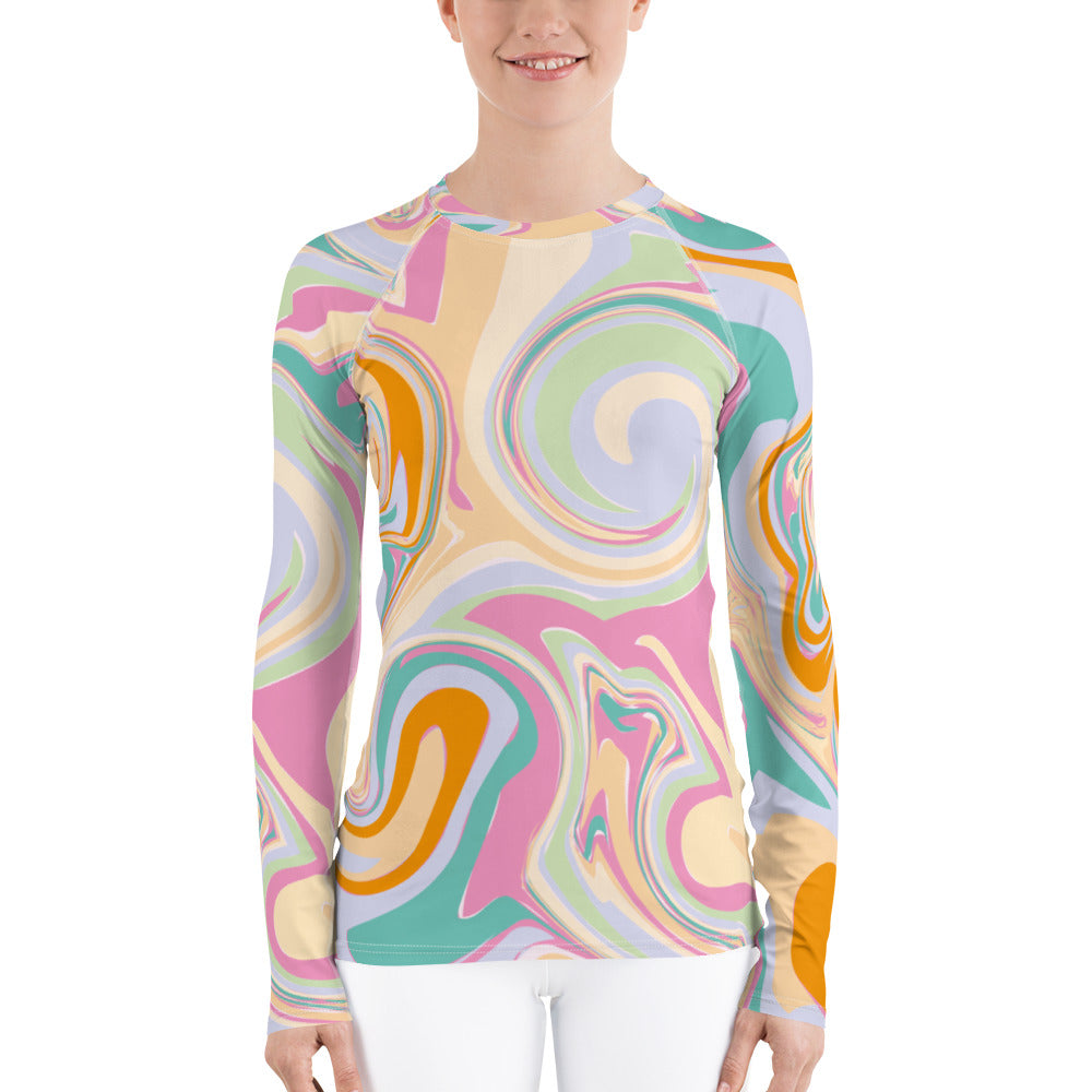 AfriBix Marble Athletic Women's Rash Guard - Candy