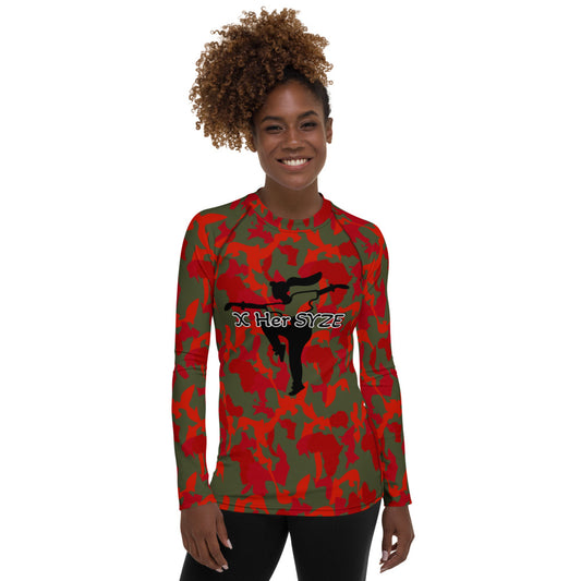 Women's Rash Guard - AfriBix Olive Red Camo