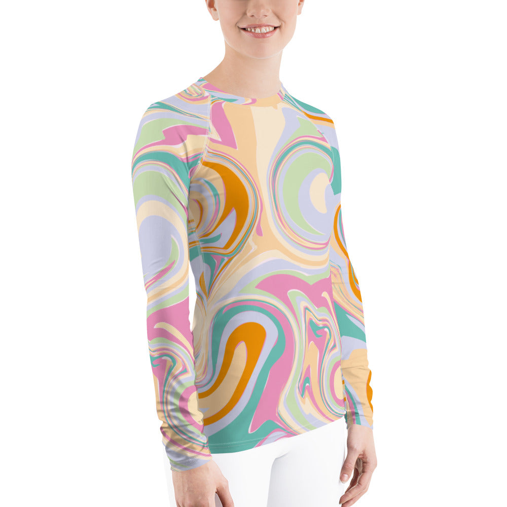 AfriBix Marble Athletic Women's Rash Guard - Candy