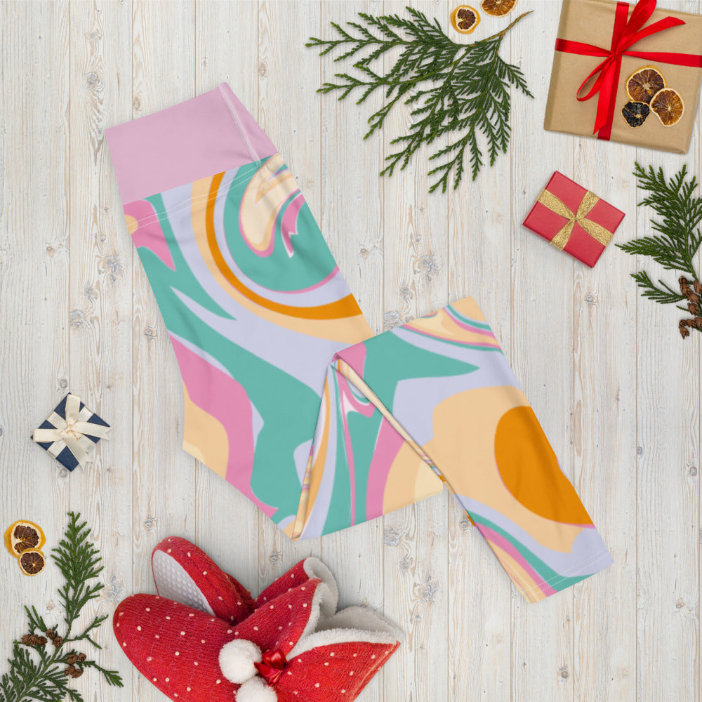 Candy Marble Print High Waist Leggings