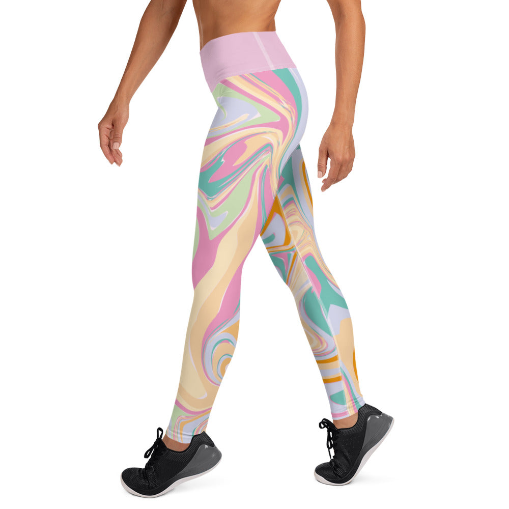 Candy Marble Print High Waist Leggings