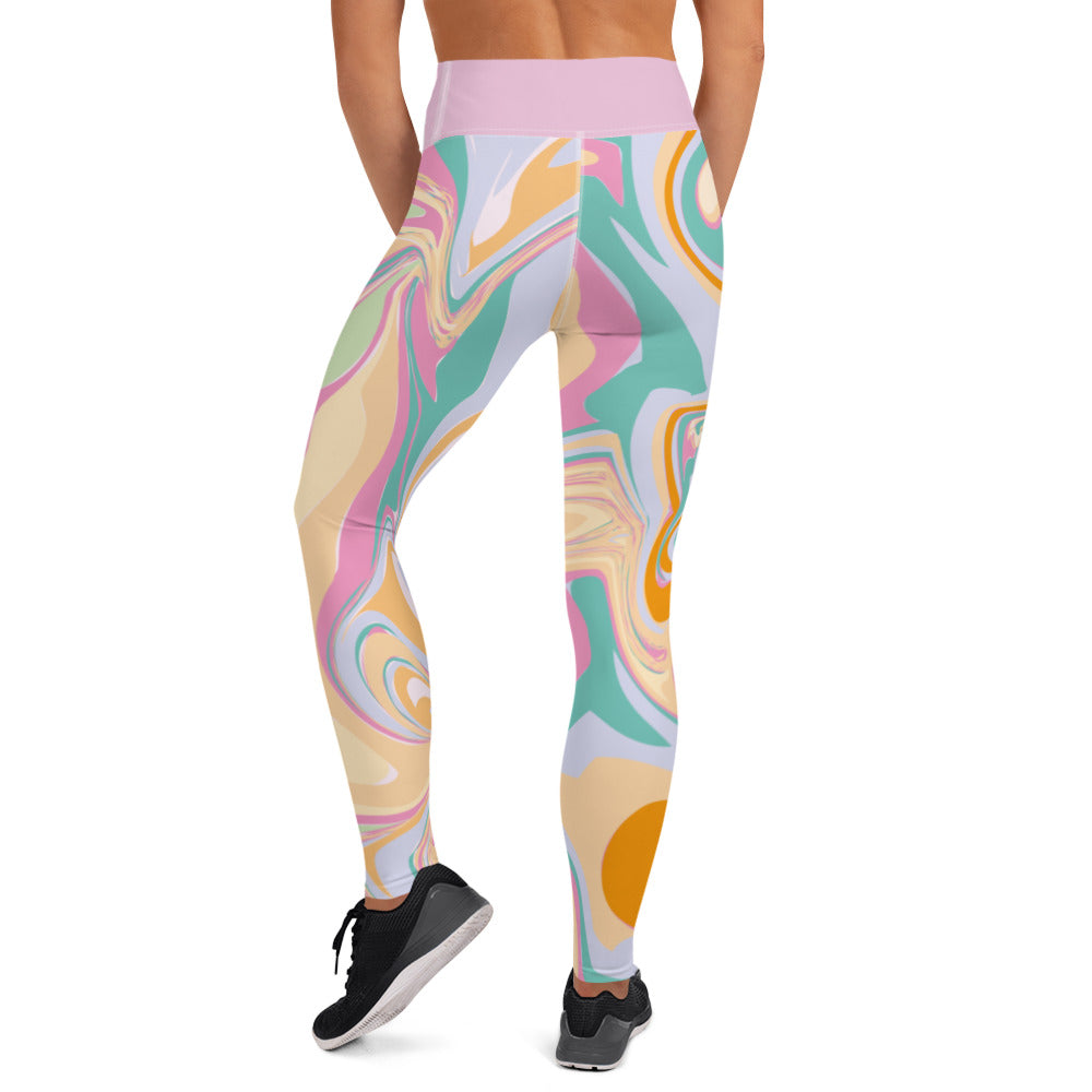 Candy Marble Print High Waist Leggings