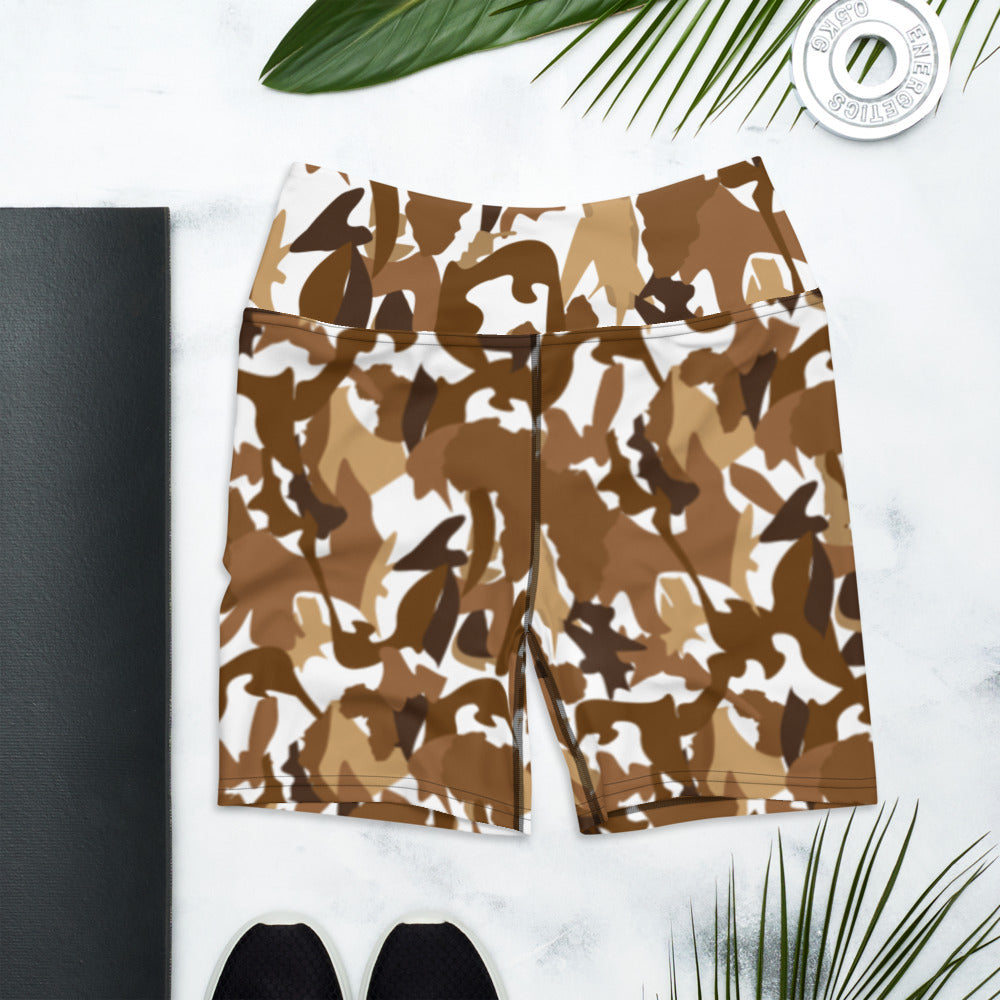 High Waist Lycra Shorts - AfriBix Nude Camo