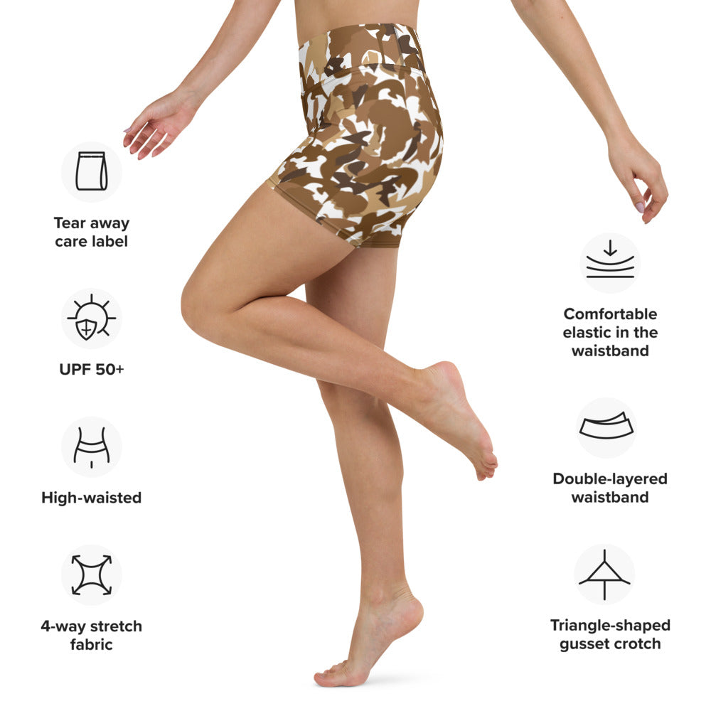 High Waist Lycra Shorts - AfriBix Nude Camo