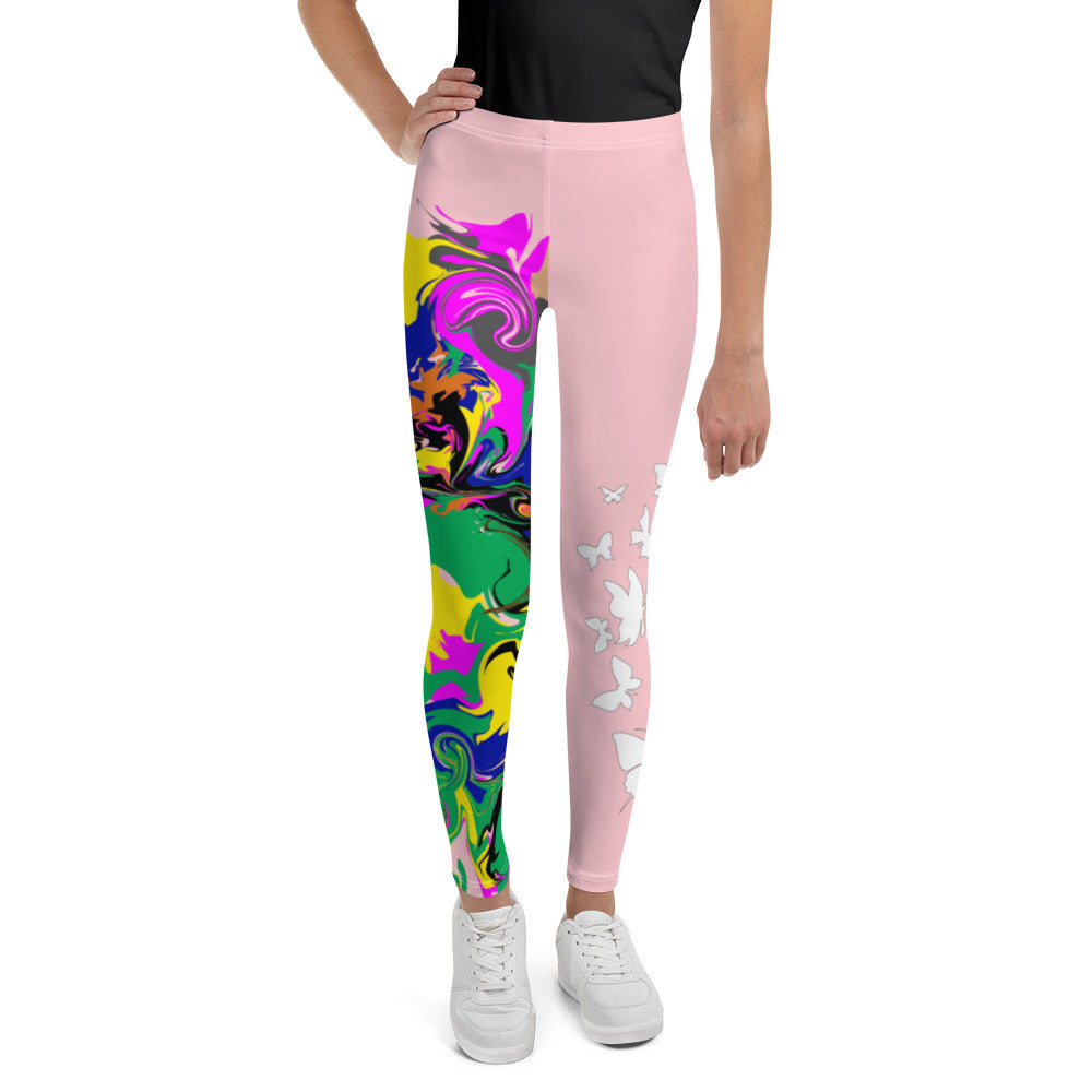 AfriBix Marble Camo Print Youth Leggings - Pink