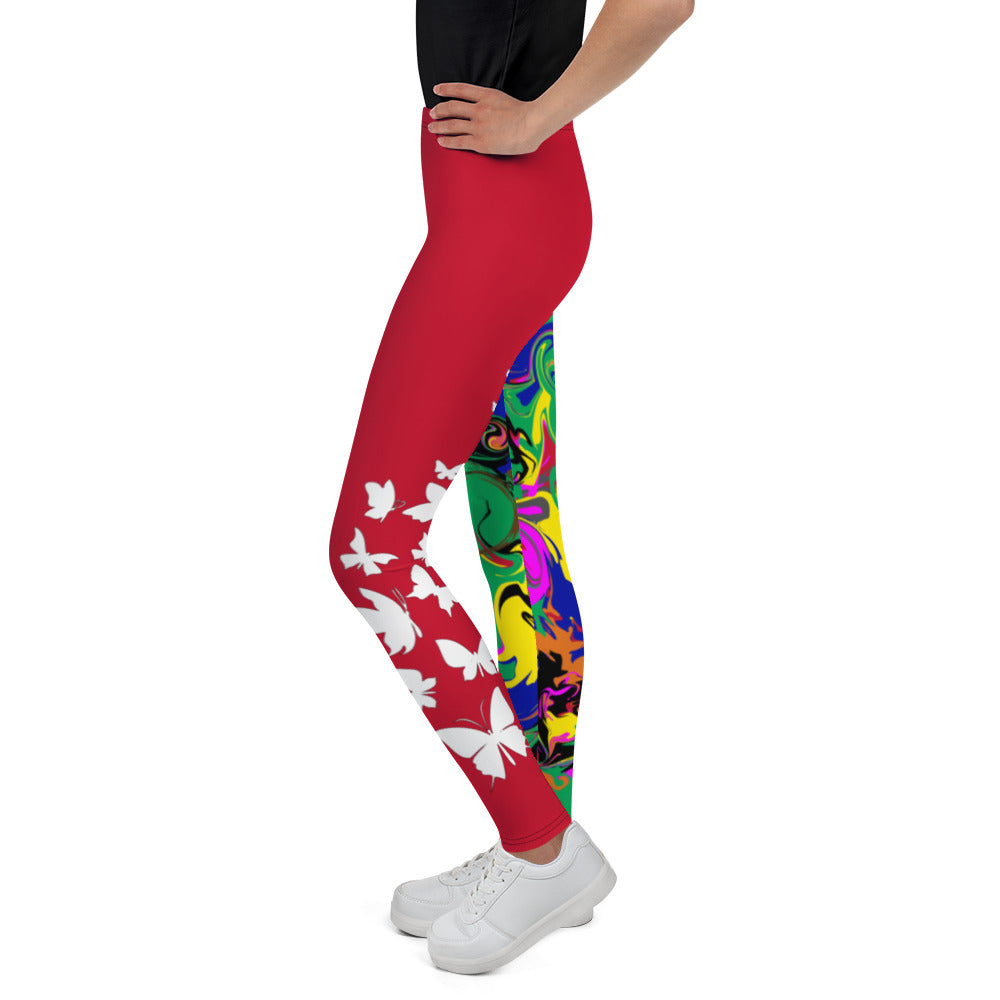 AfriBix Marble Camo Print Youth Leggings - Red