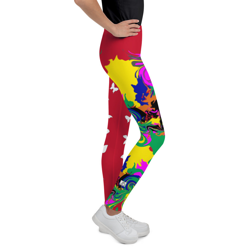 AfriBix Marble Camo Print Youth Leggings - Red