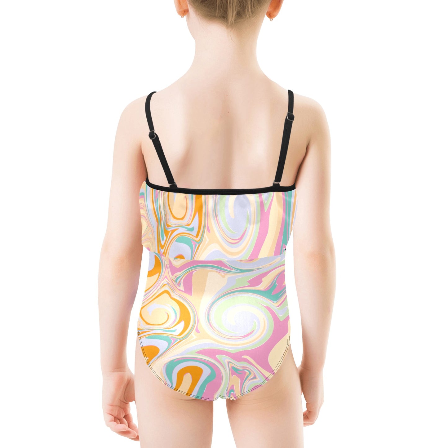 AfriBix Pink Bubblegum Girls Ruffle Kids Swimsuit