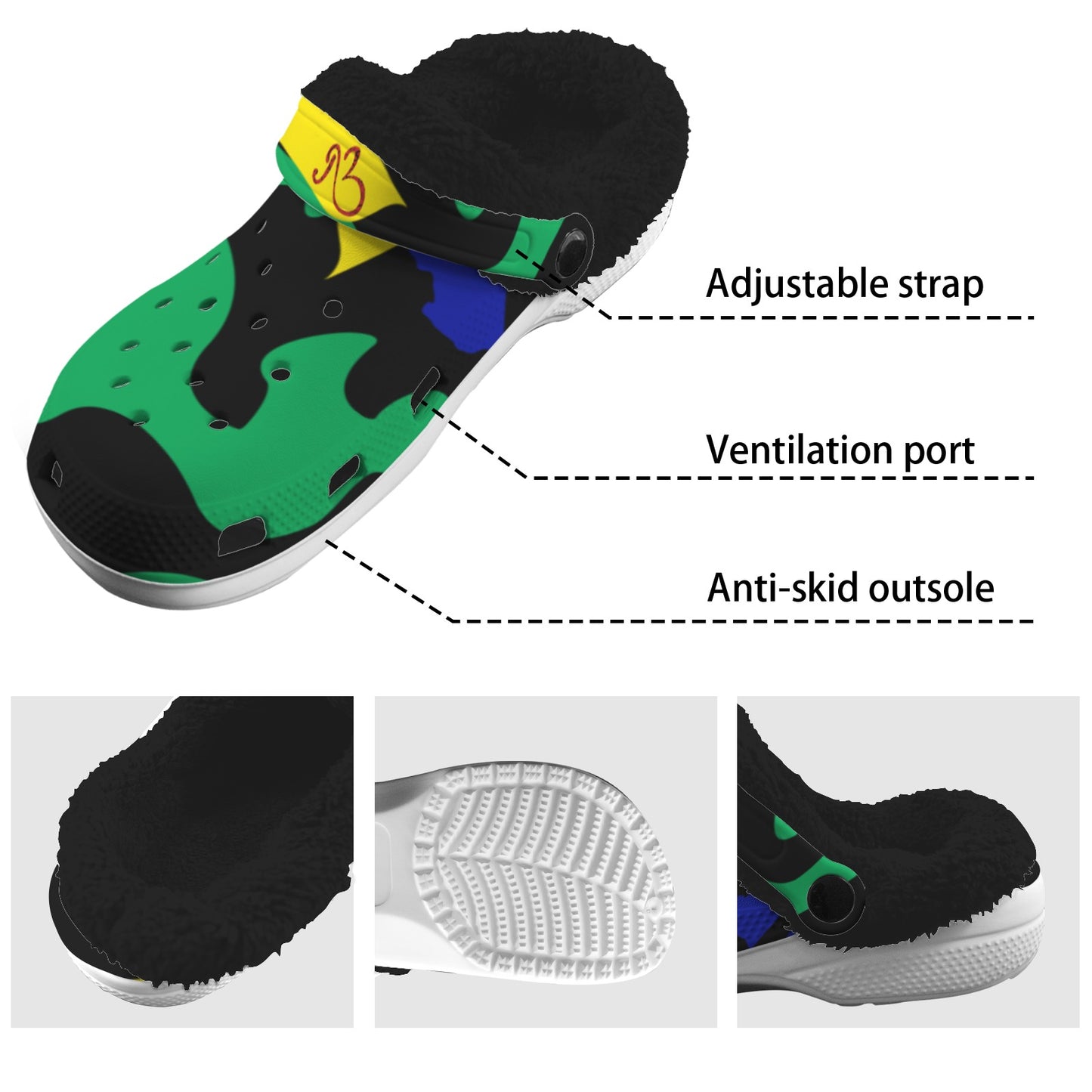AfriBix Camo Print Fleece Lined UNISEX Clogs Warm Slippers