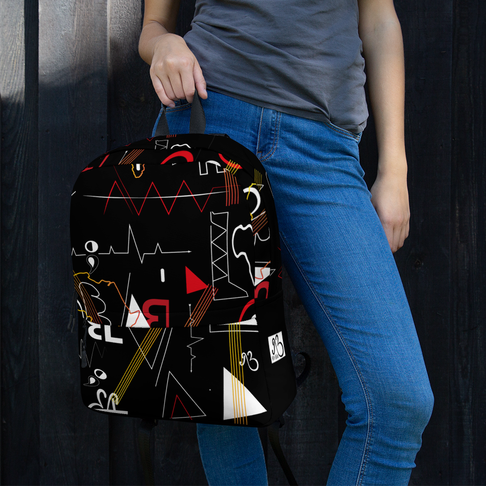 Linear Print Laptop Backpack