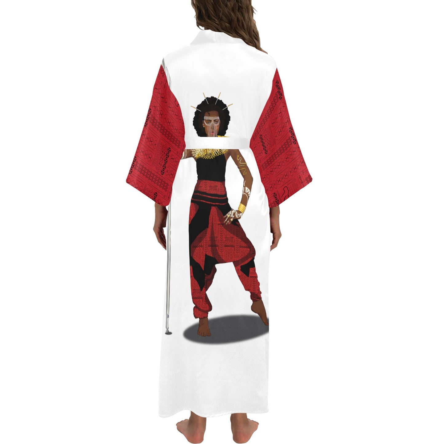 AfriBix Warrior Queen Long Kimono Silky Cover up Women's Robe