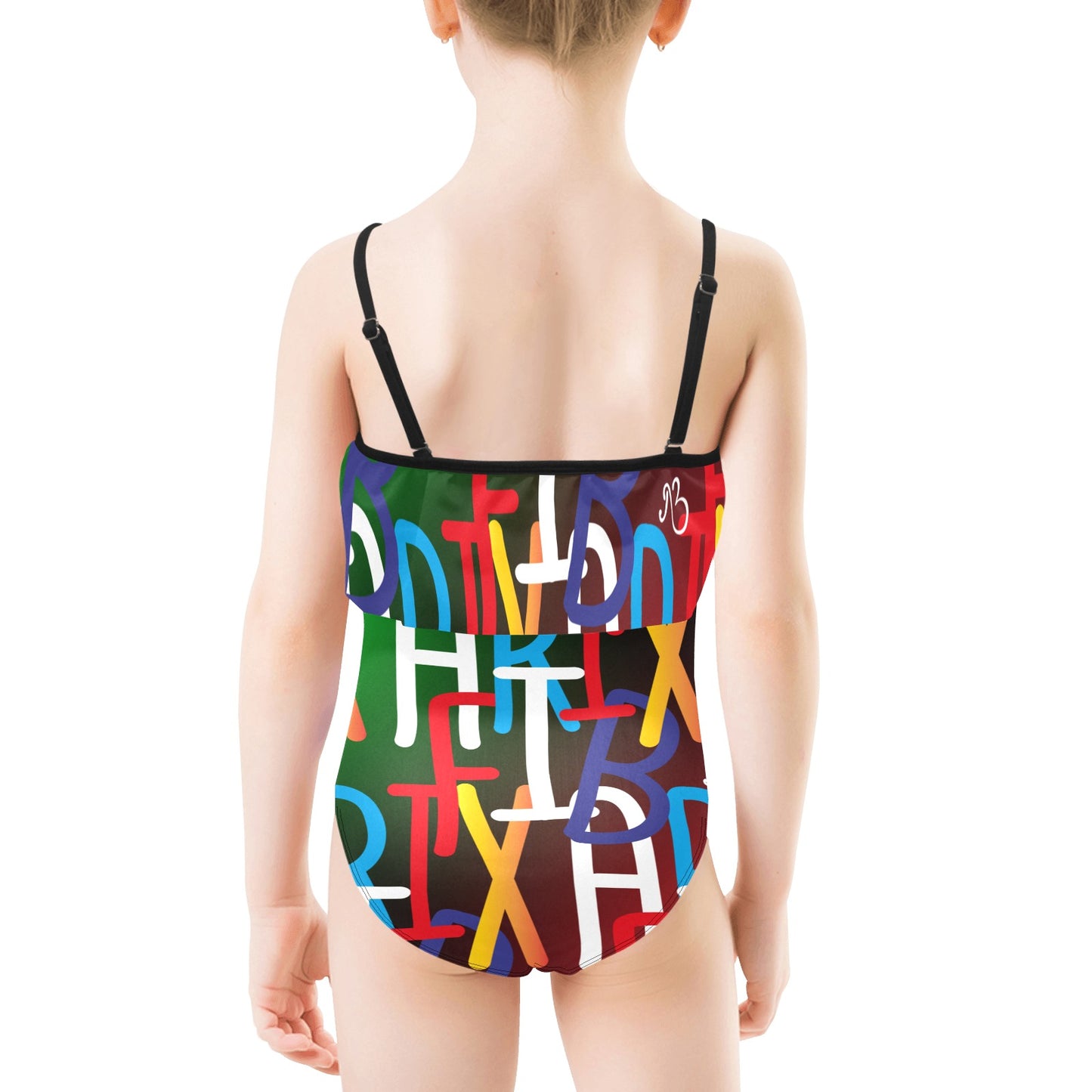 AfriBix Collage Girls Ruffle Kids Swimsuit