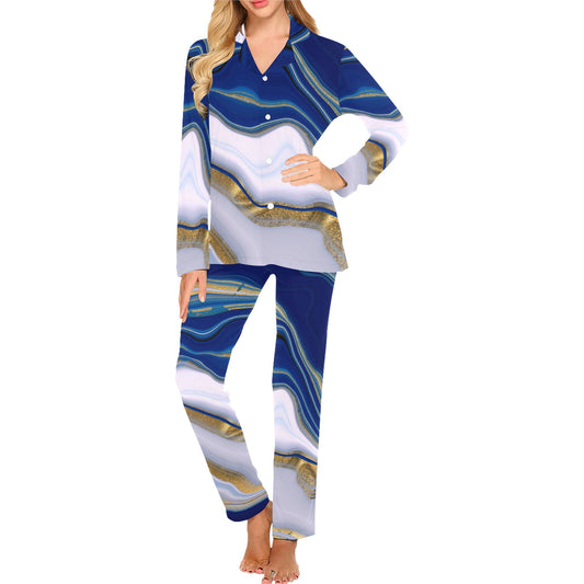 Blue Marble Galaxy Women's Long Pyjamas Set