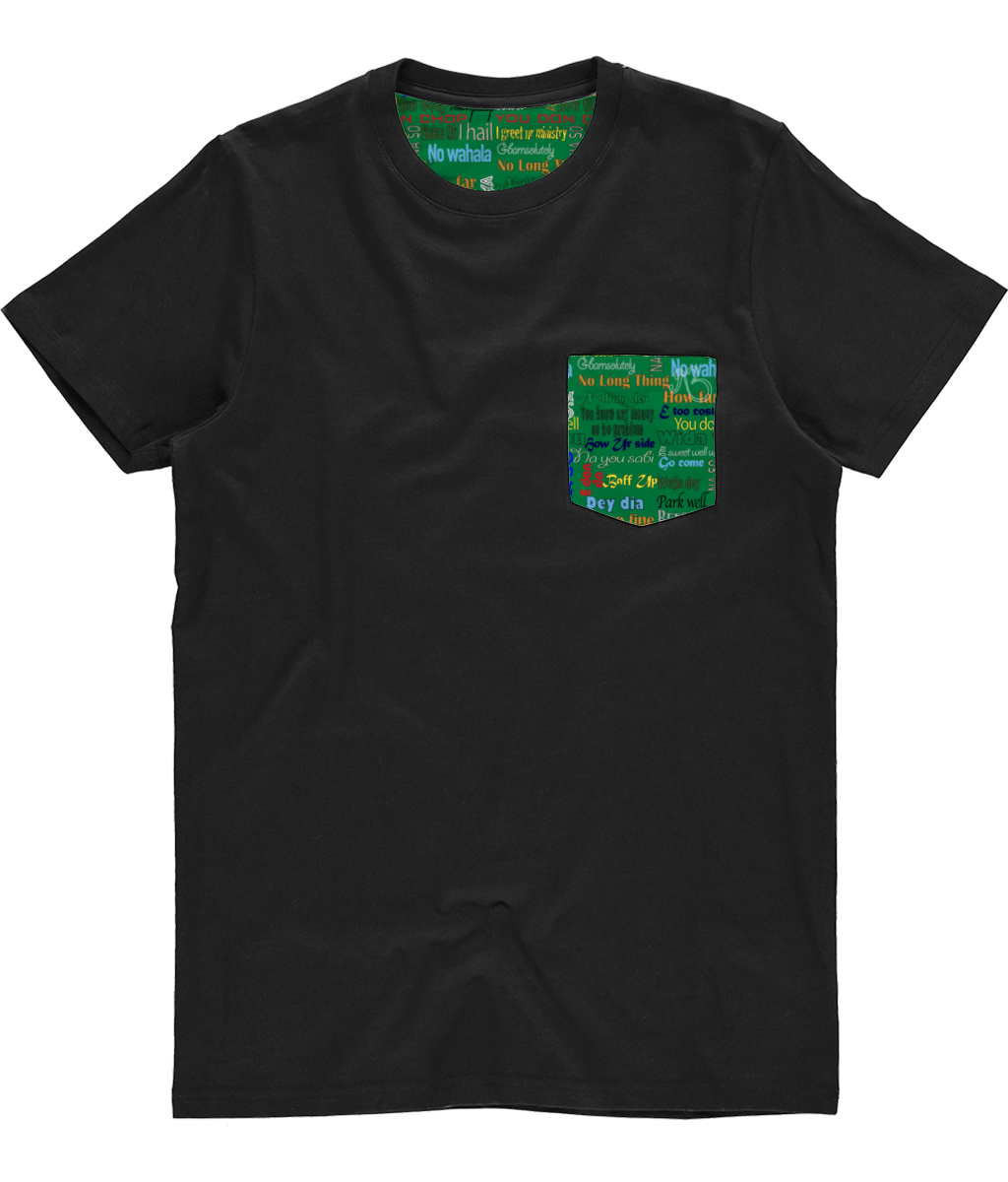 Unisex Pocket Tee - Leaf AfriBix Pidgin Print