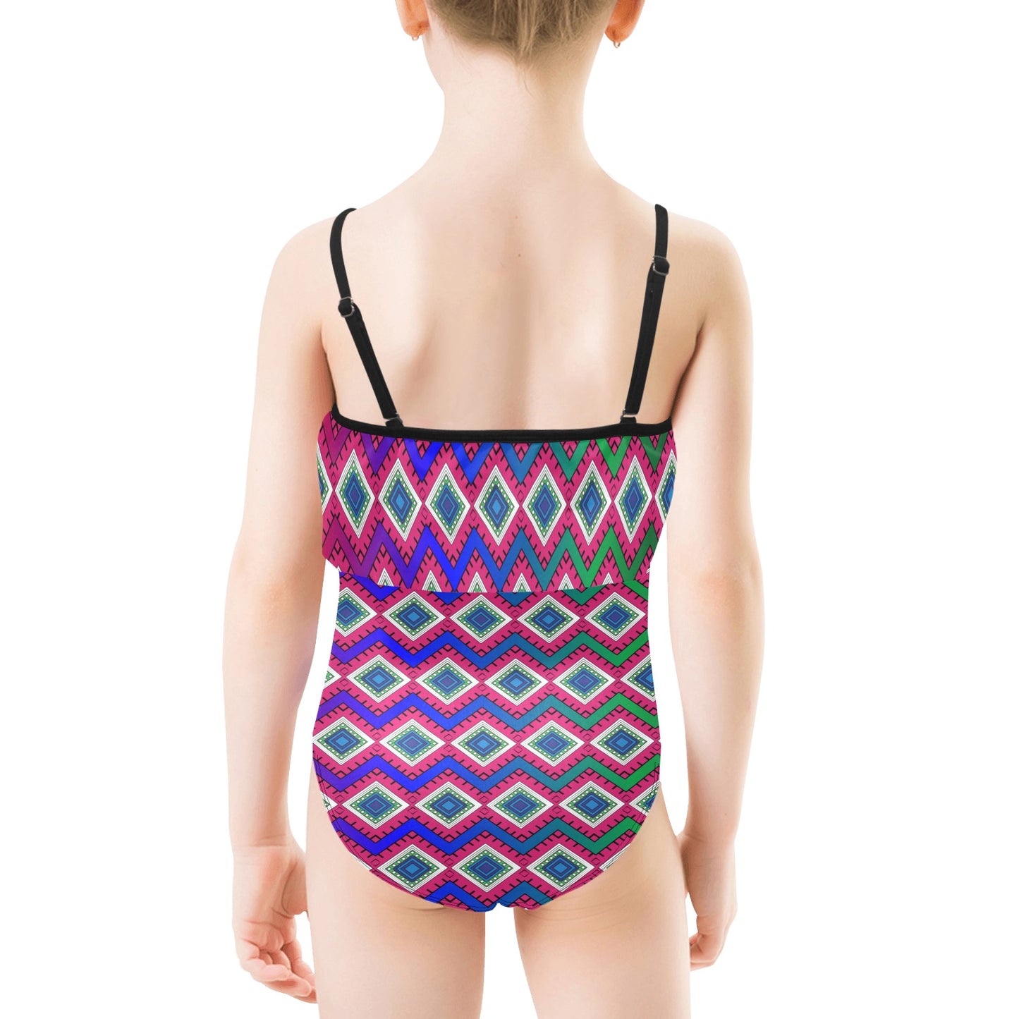 AfriBix Galaxy Print Girls Ruffle Kids Swimsuit