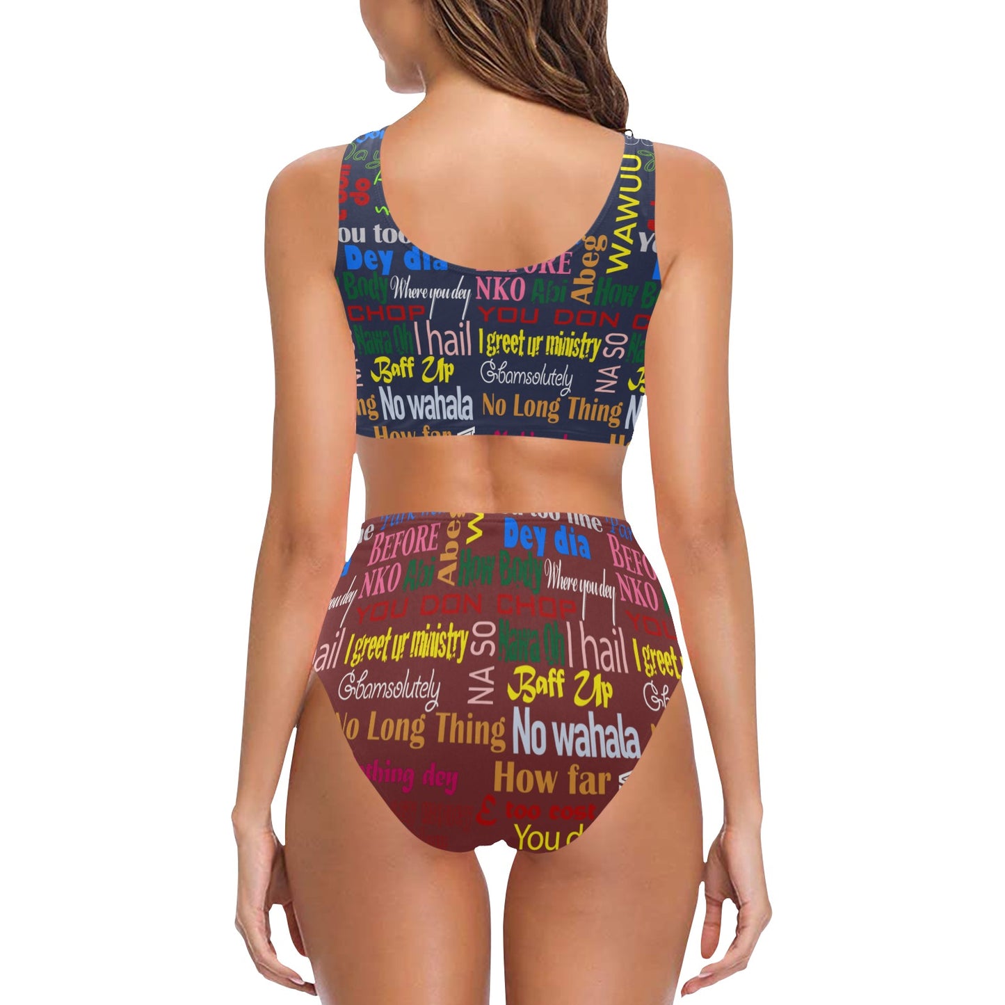 AfriBix Pidgin Bowtie High Waist Bikini Swimsuit Mix