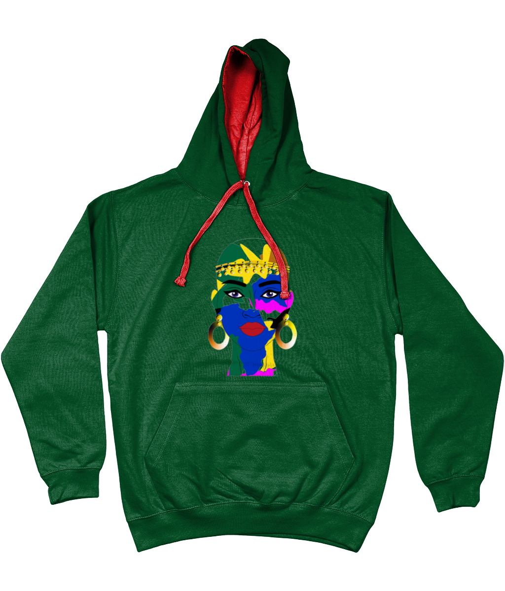 AfriBix Camo Warrior Unisex Hoodie with a contrast hood and string
