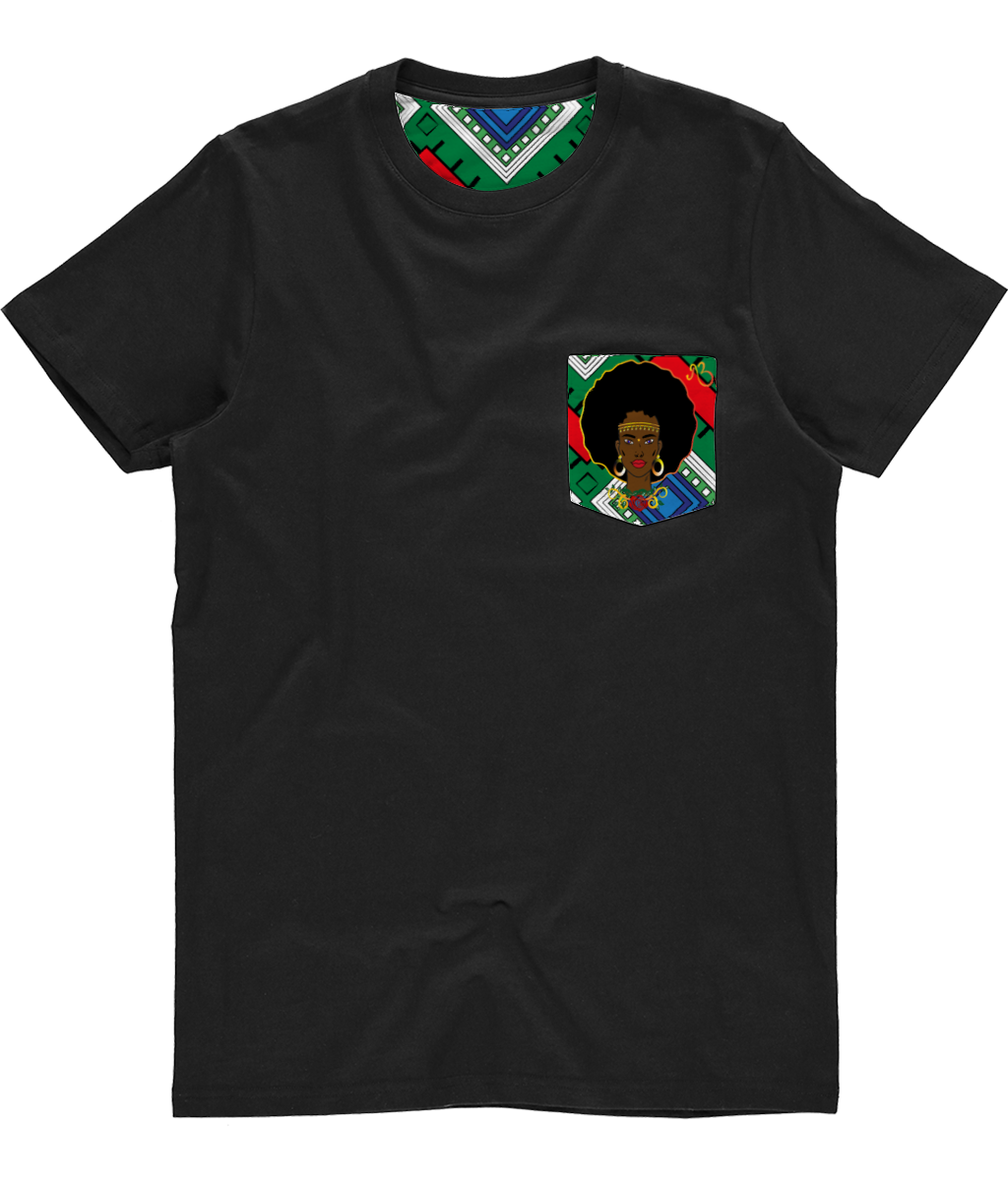 Unisex Pocket Tee - Quadrangle Print AfriBix Warrior