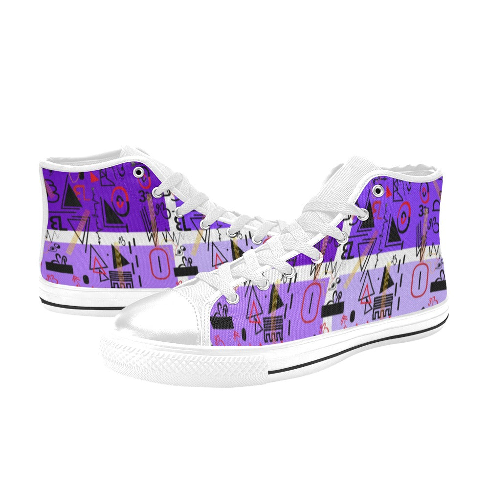 Linear Print Women's Purple Hightop Canvas