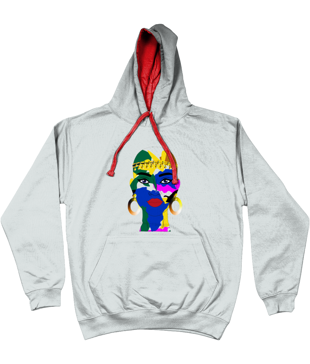 AfriBix Camo Warrior Unisex Hoodie with a contrast hood and string