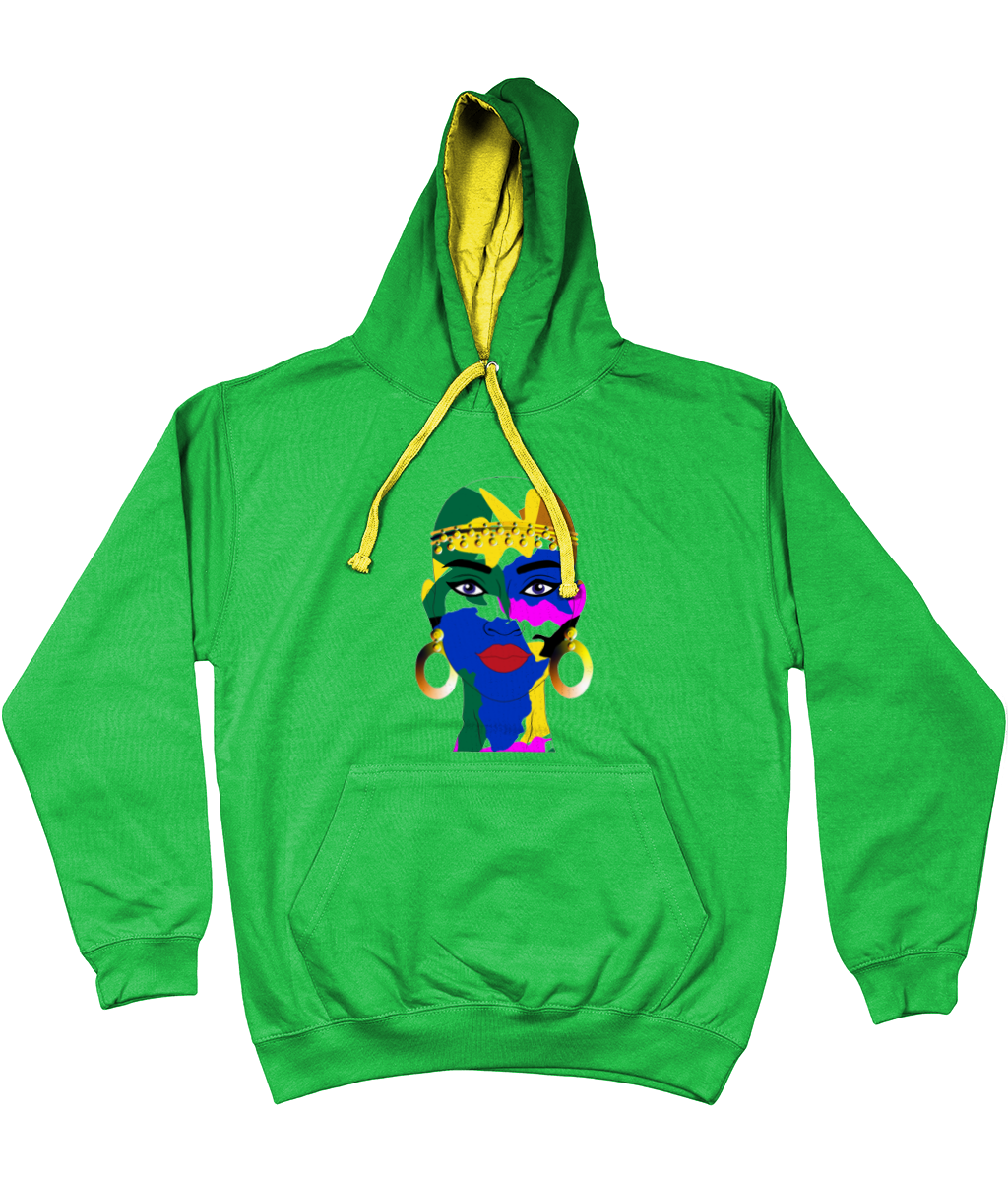 AfriBix Camo Warrior Unisex Hoodie with a contrast hood and string