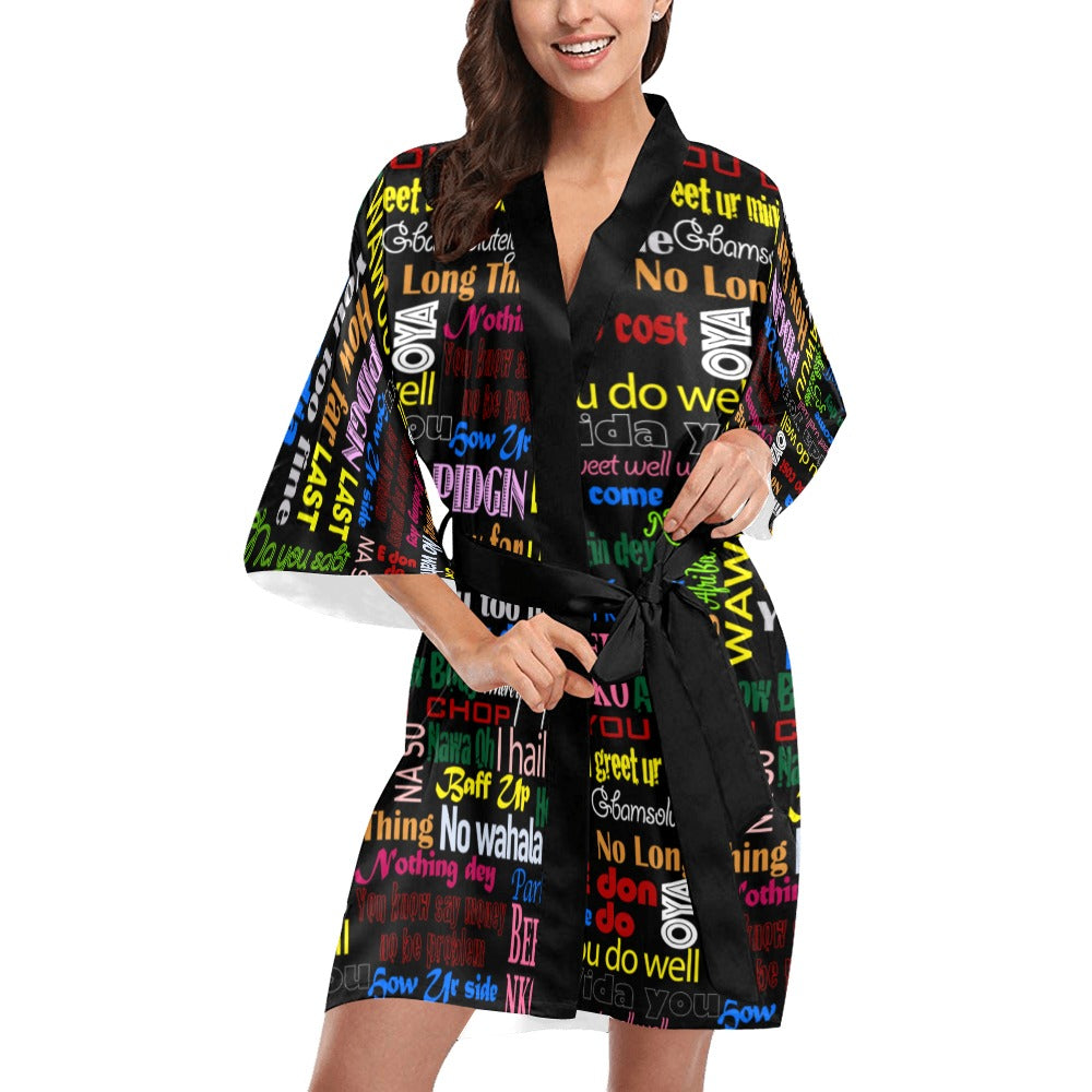 AfriBix Pidgin Print Kimono Robe Coverup