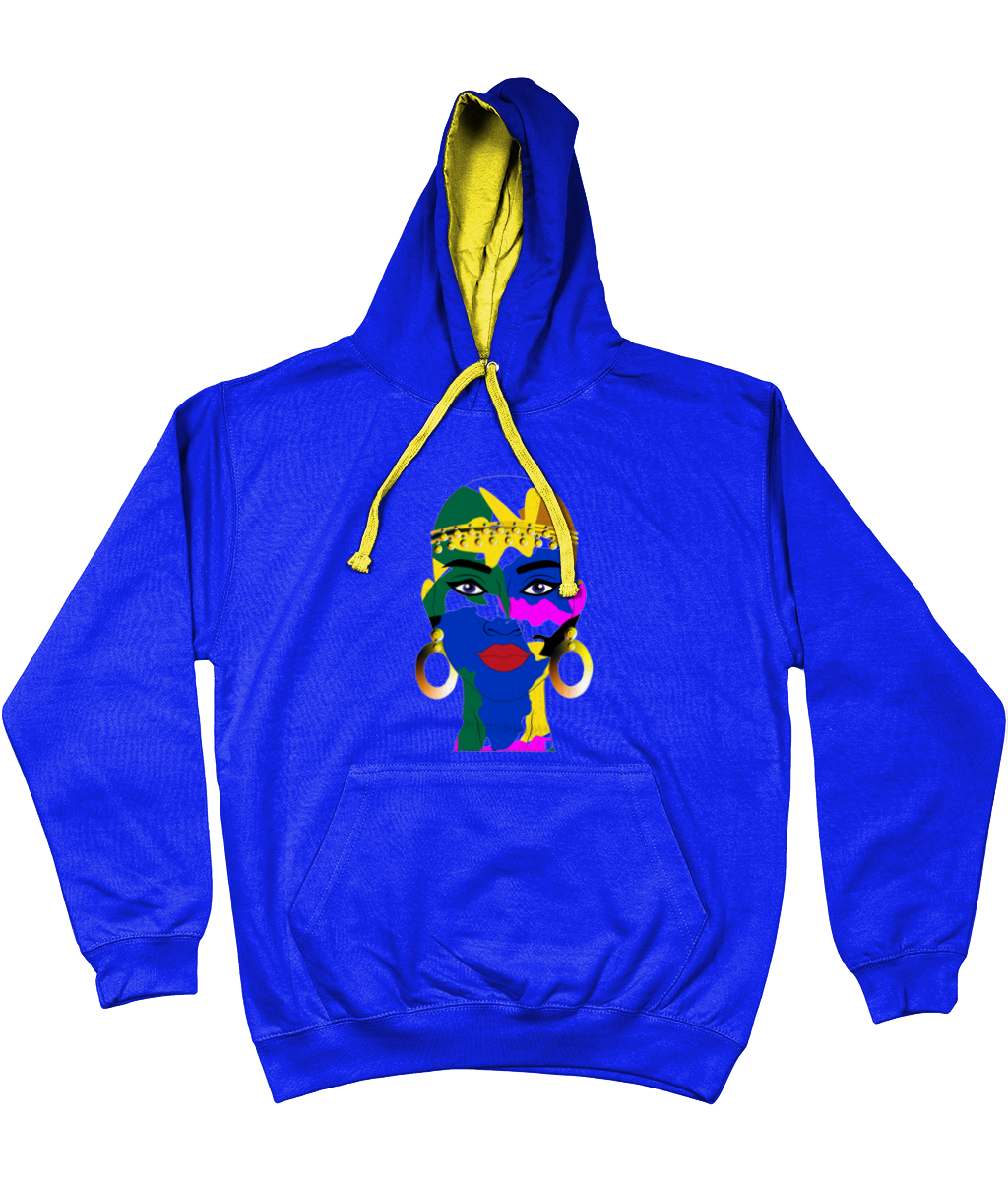 AfriBix Camo Warrior Unisex Hoodie with a contrast hood and string