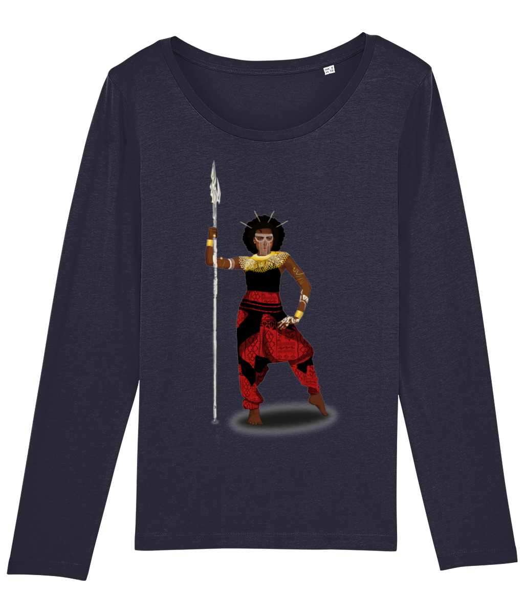 AfriBix Warrior African Queen Womens Long Sleeve T-Shirt