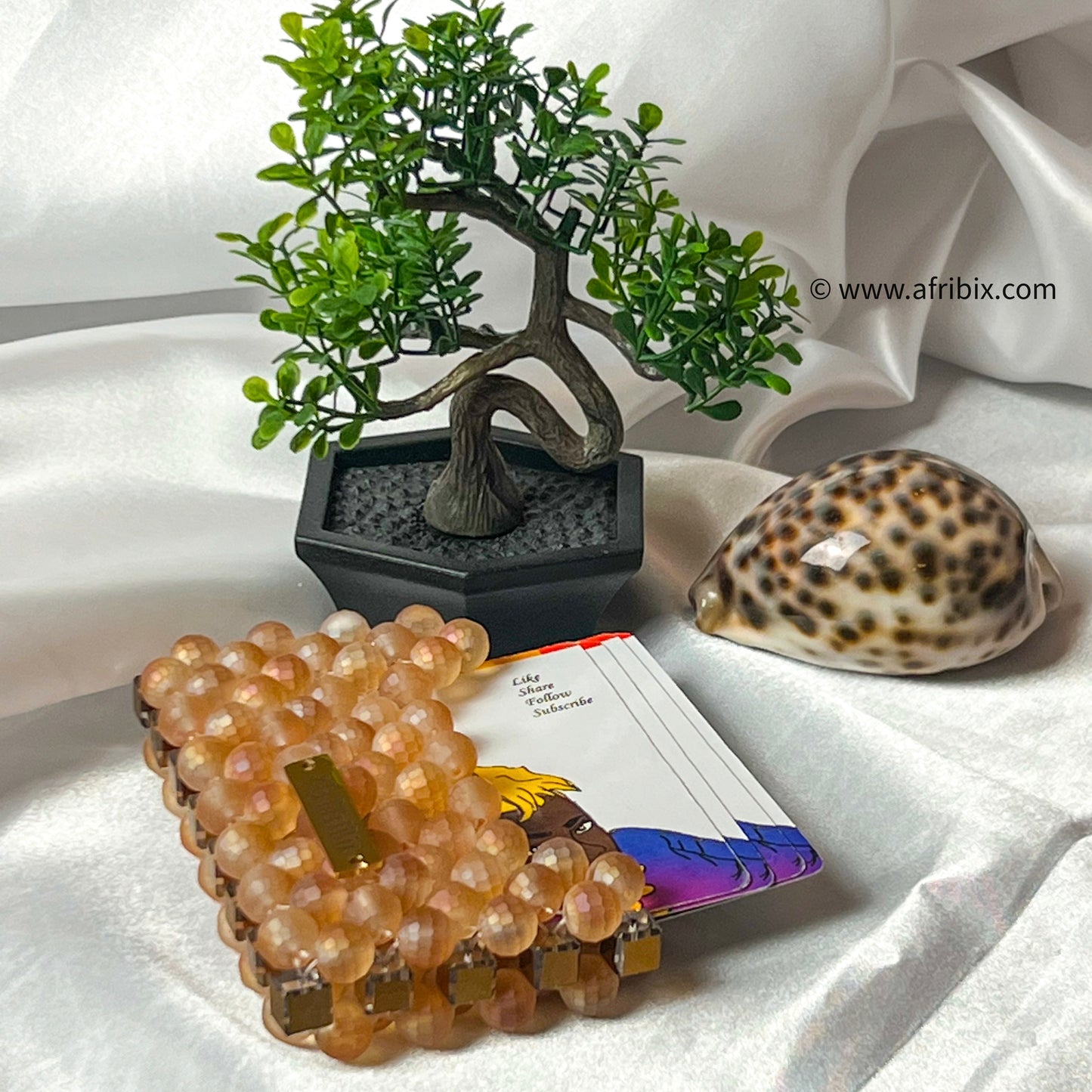 Champagne Pink Glass Business Card and Credit Card Holder