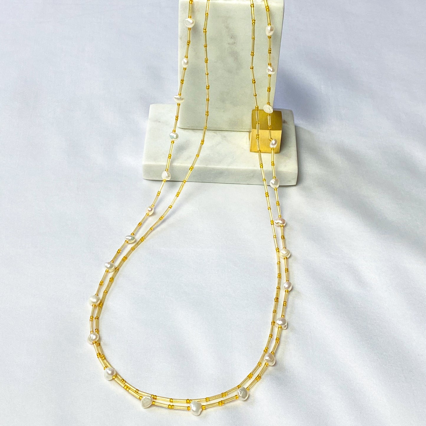 Pearl and Gold Jewels Waist Bead Pair