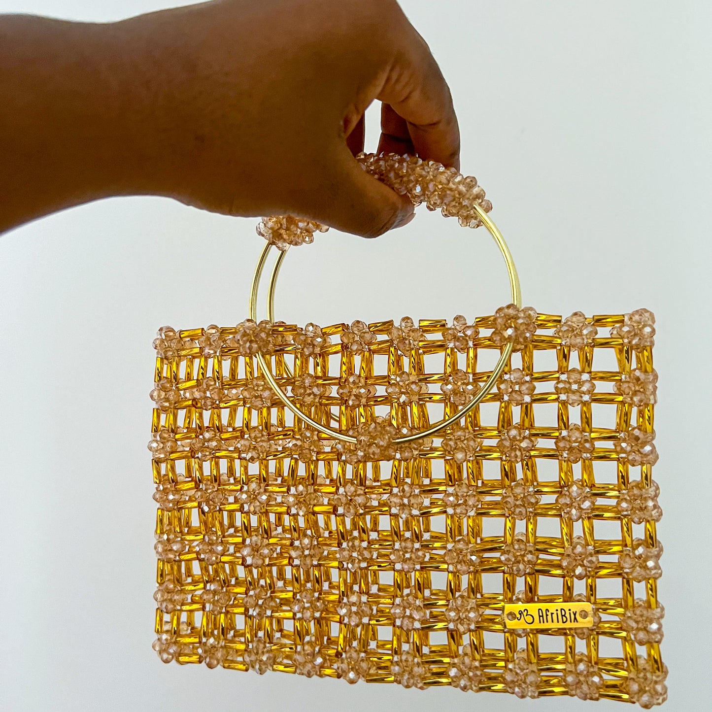 Gold Crystal Clutch Purse Dinner Hand Bag - Apzee