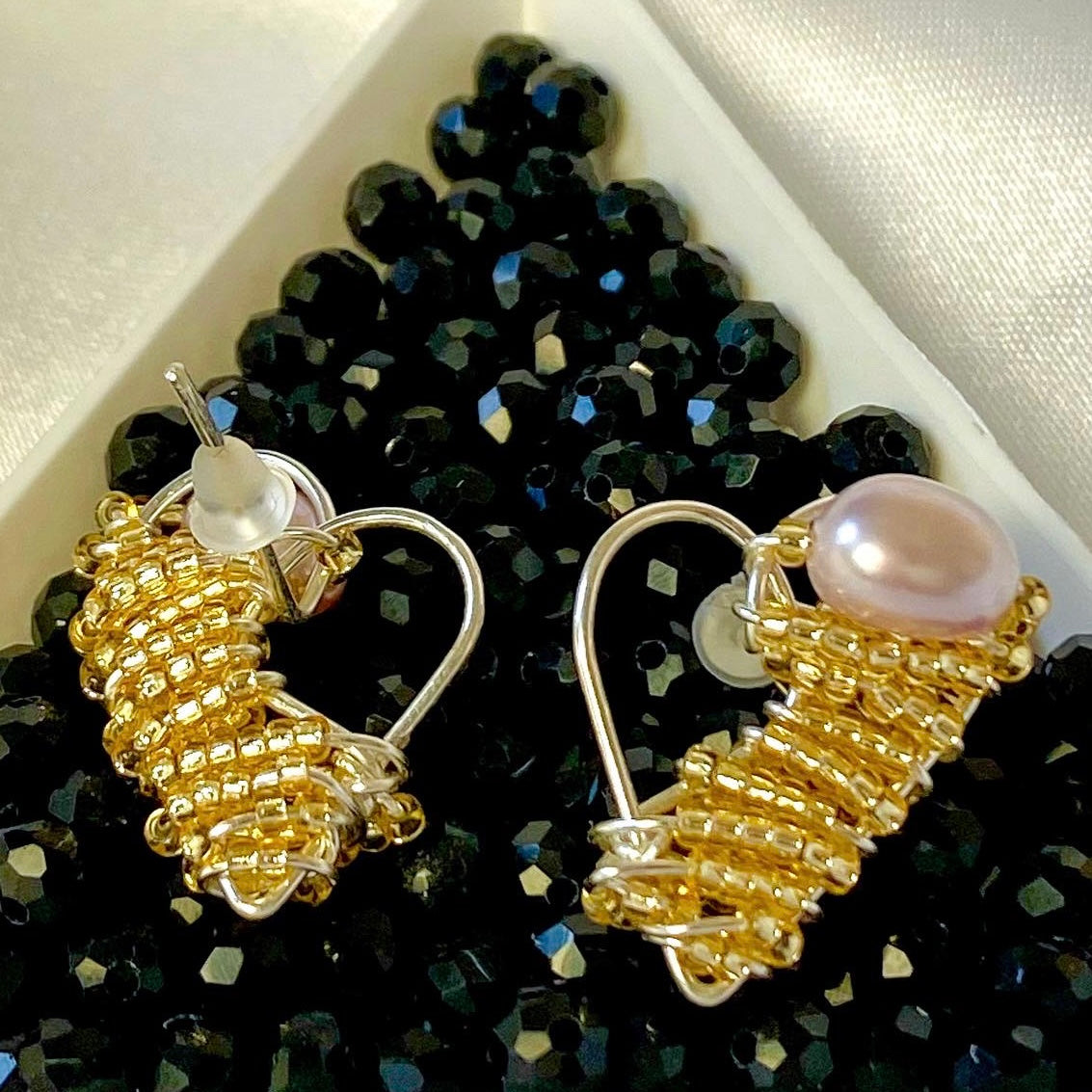 Silver Freshwater Pearl Love Heart Stud Earring