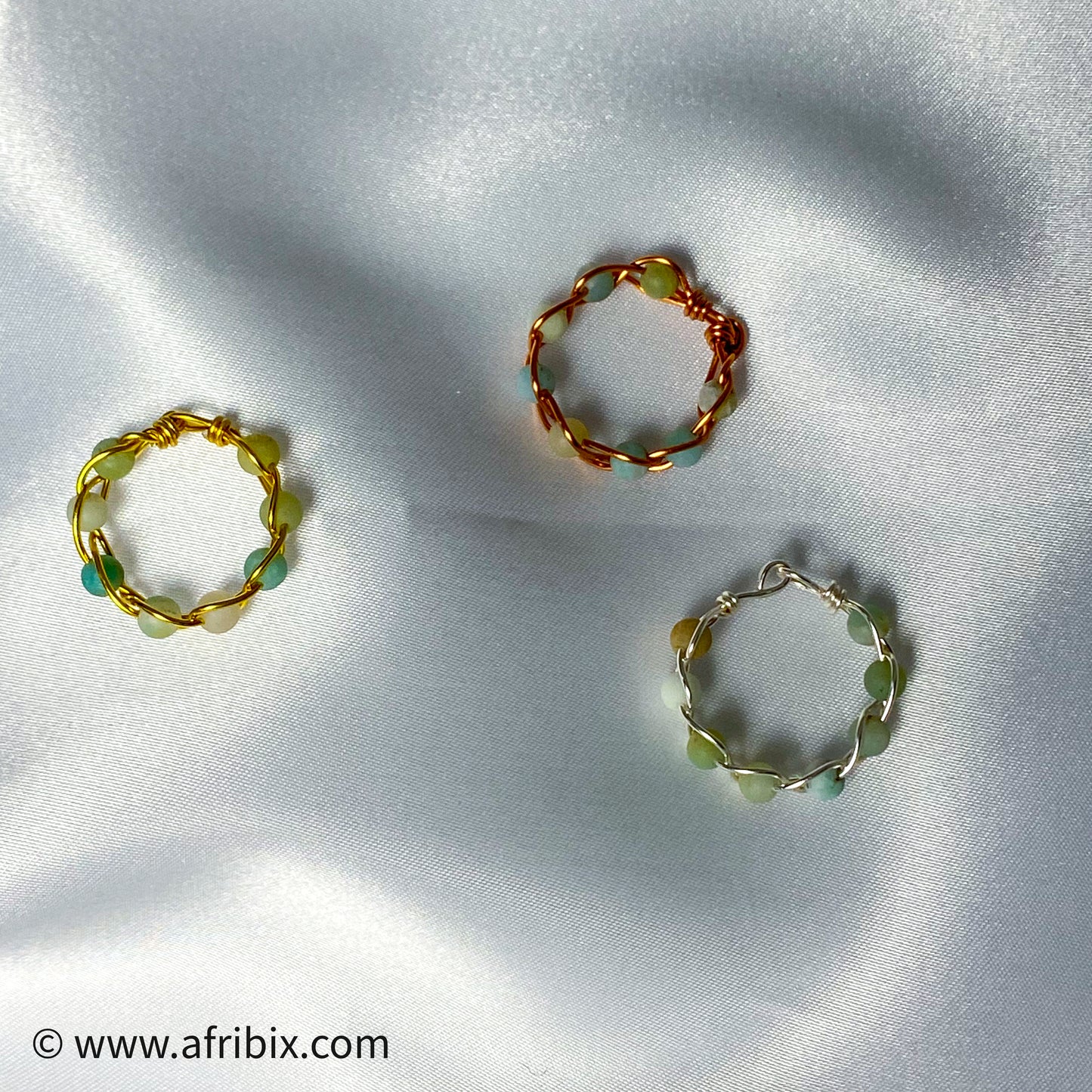 Natural Amazonite Braided Woven Ring