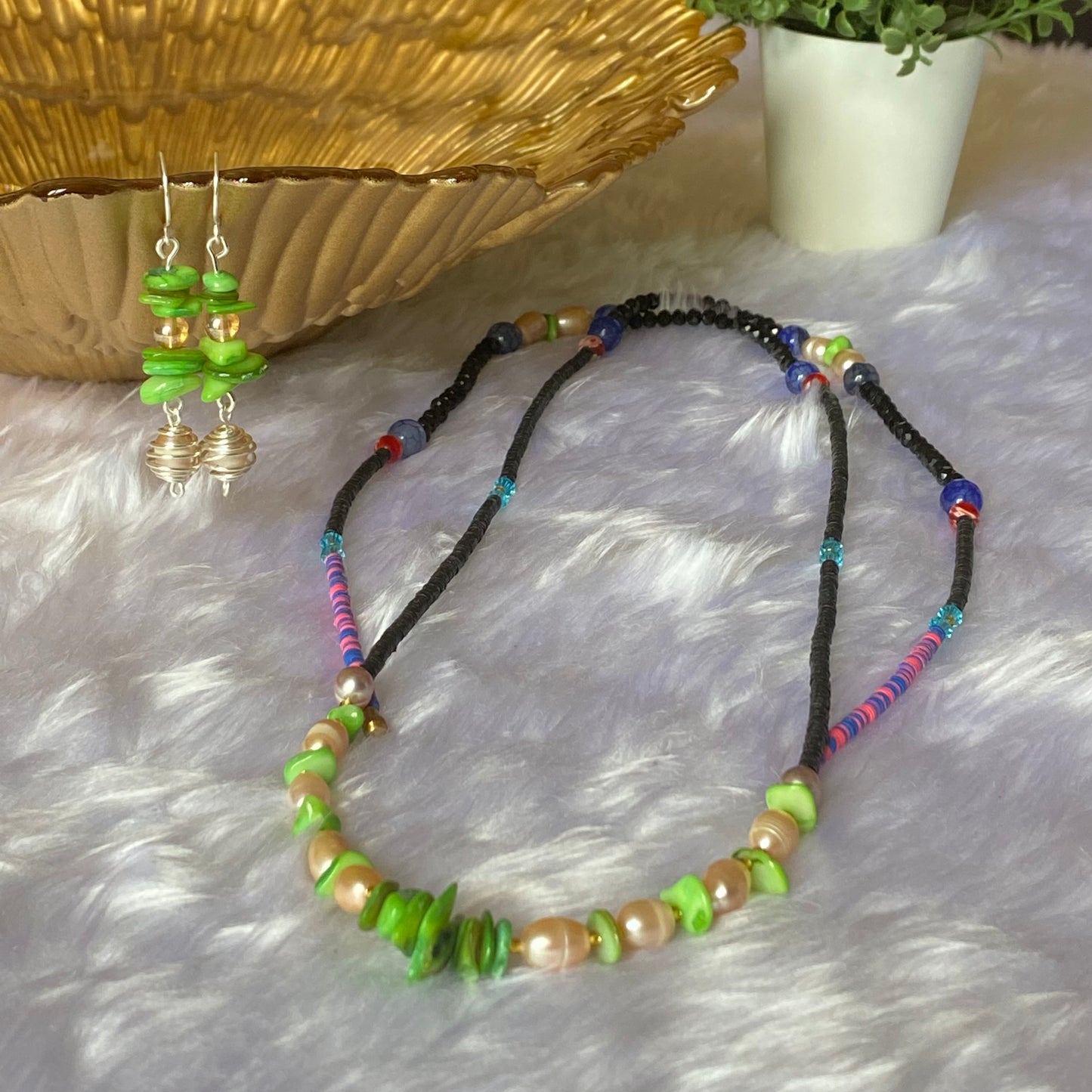 Ali Freshwater Pearl Heishi Semi-Precious Stones Waist Bead Set