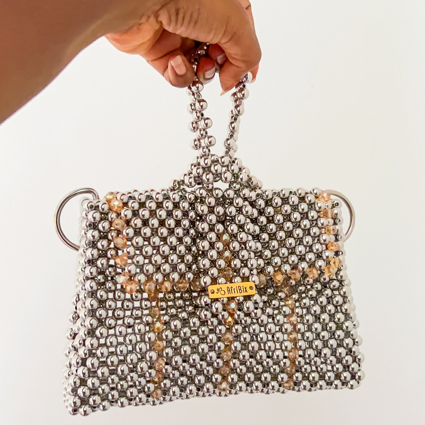 Silver Crystal Clutch Handbag - Isioma