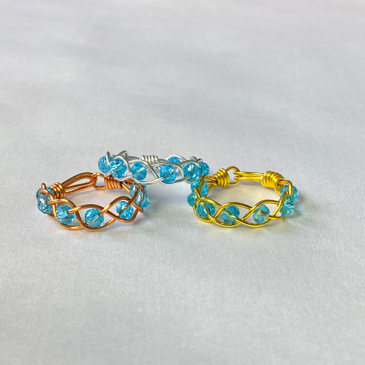 Birth Month Colour Braided Woven Ring - March