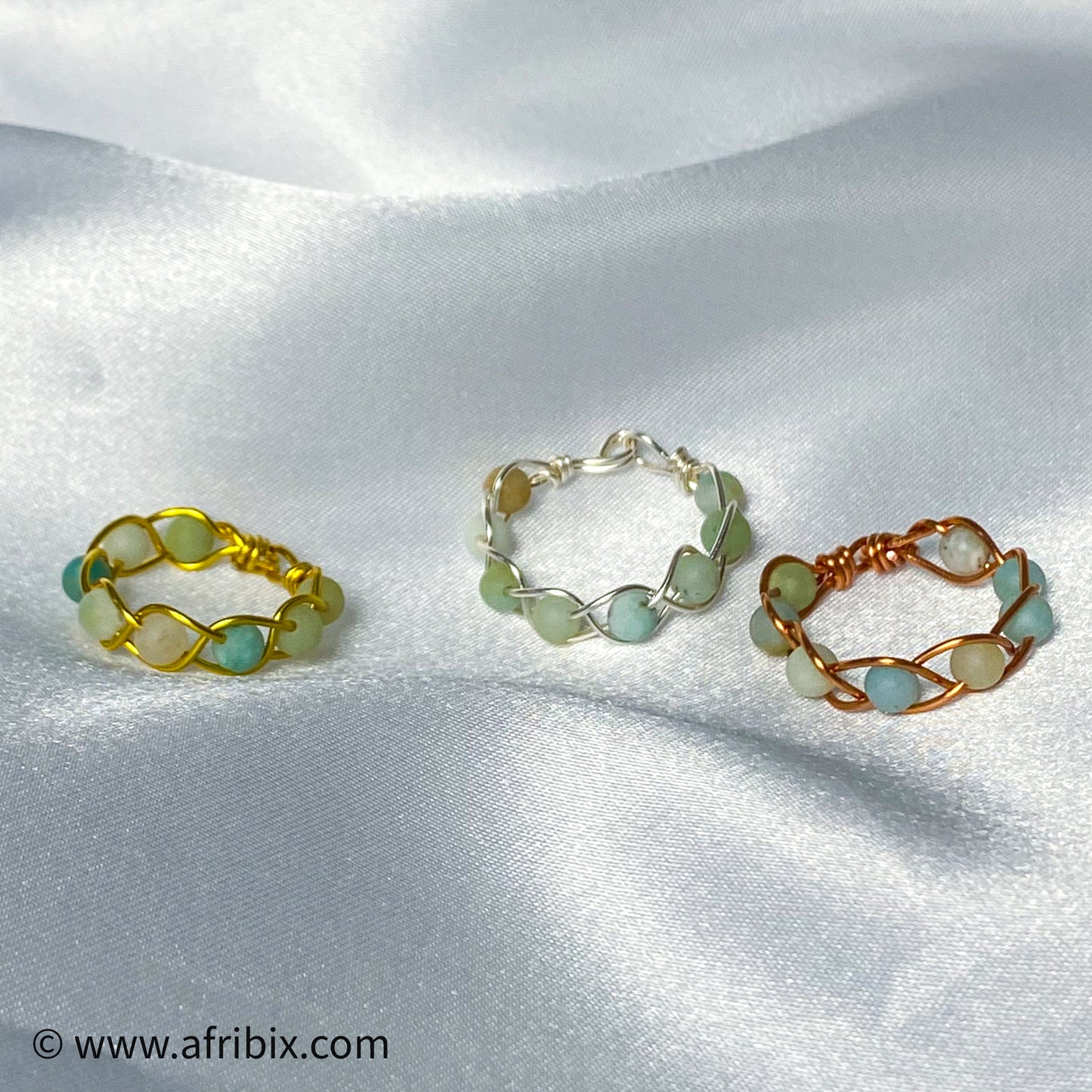 Natural Amazonite Braided Woven Ring