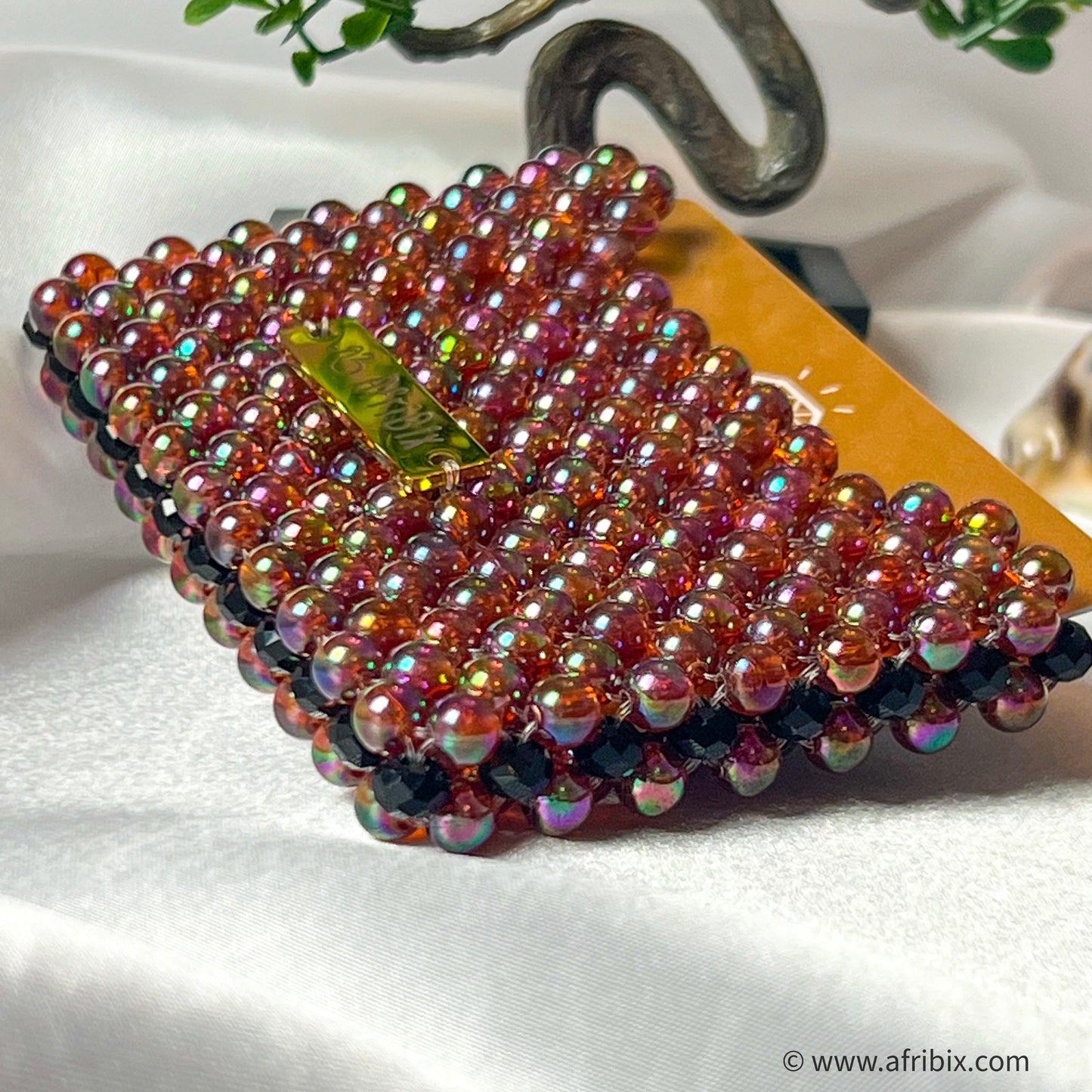 Purple Bead Business Card and Credit Card Holder